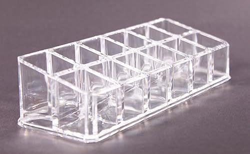 Miniatura 4 de Estuche de maquillaje acrílico transparente y lápiz labial o soporte para brochas con 12 compartimentos