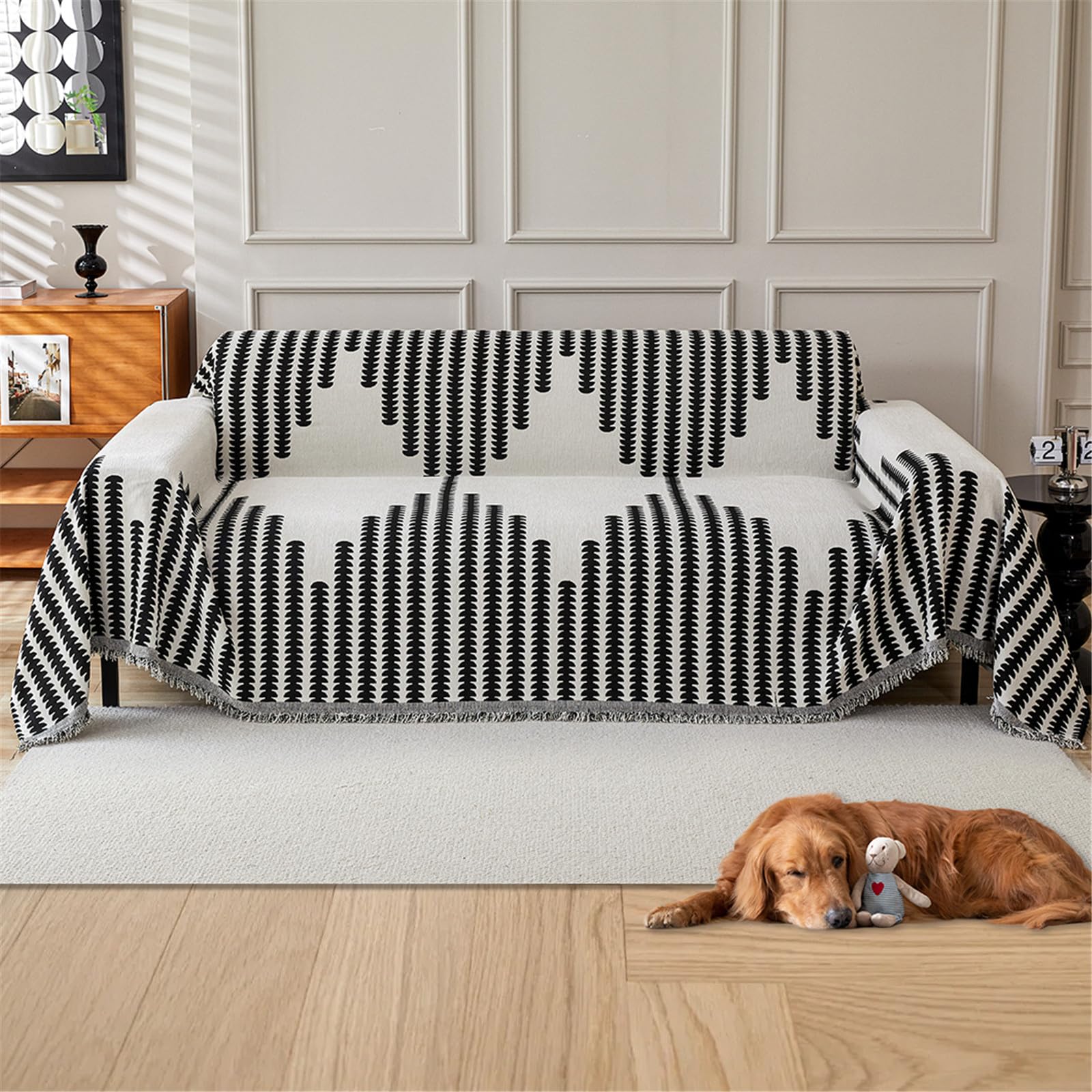 Plaid de Canapé en Chenille Doux à Franges