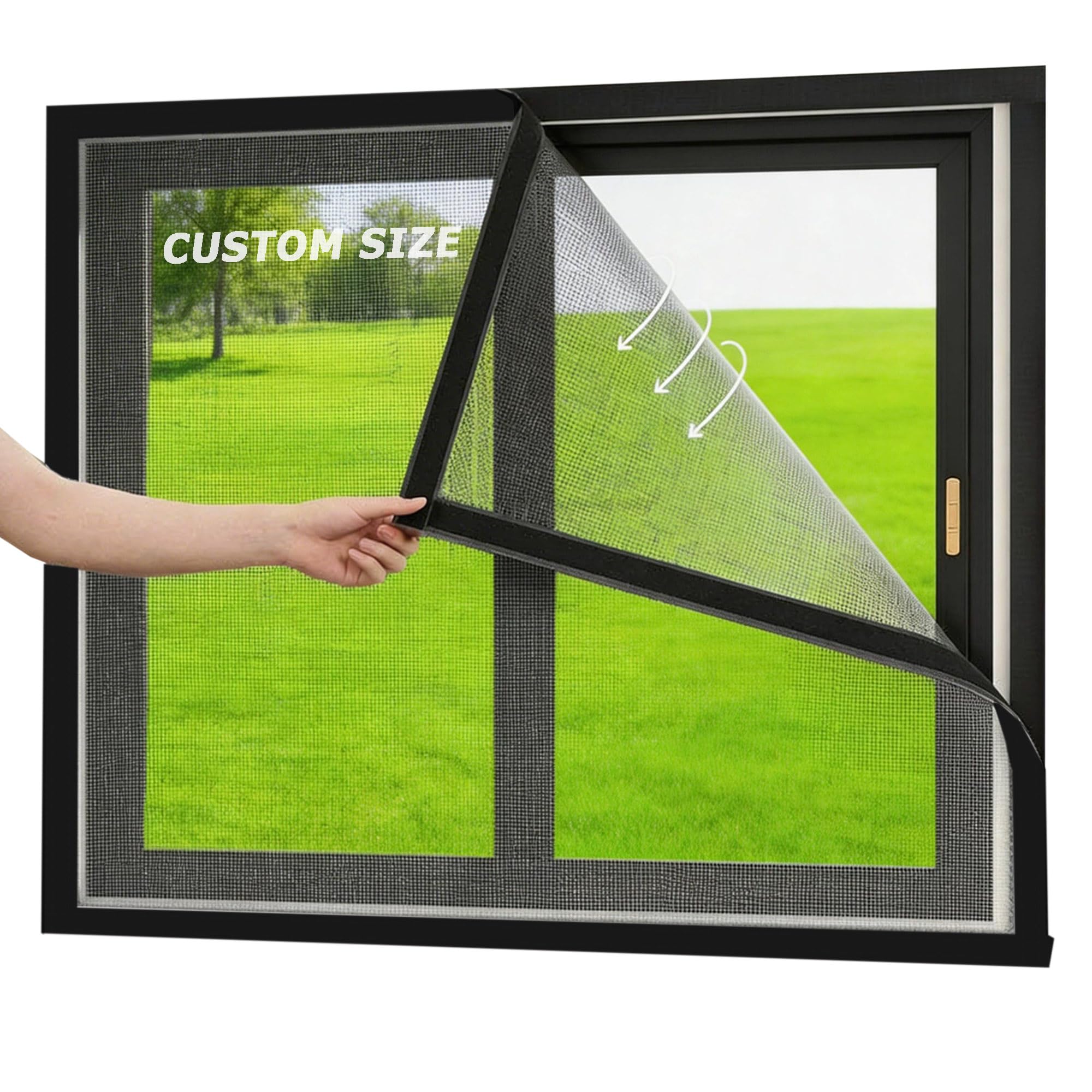 Custom Size Window Screen Mesh for Living Room/Patio/Balcony, Anti-Mosquito Insect Window Mesh Pets Protection Guard Netting Easy Install No Drilling Need