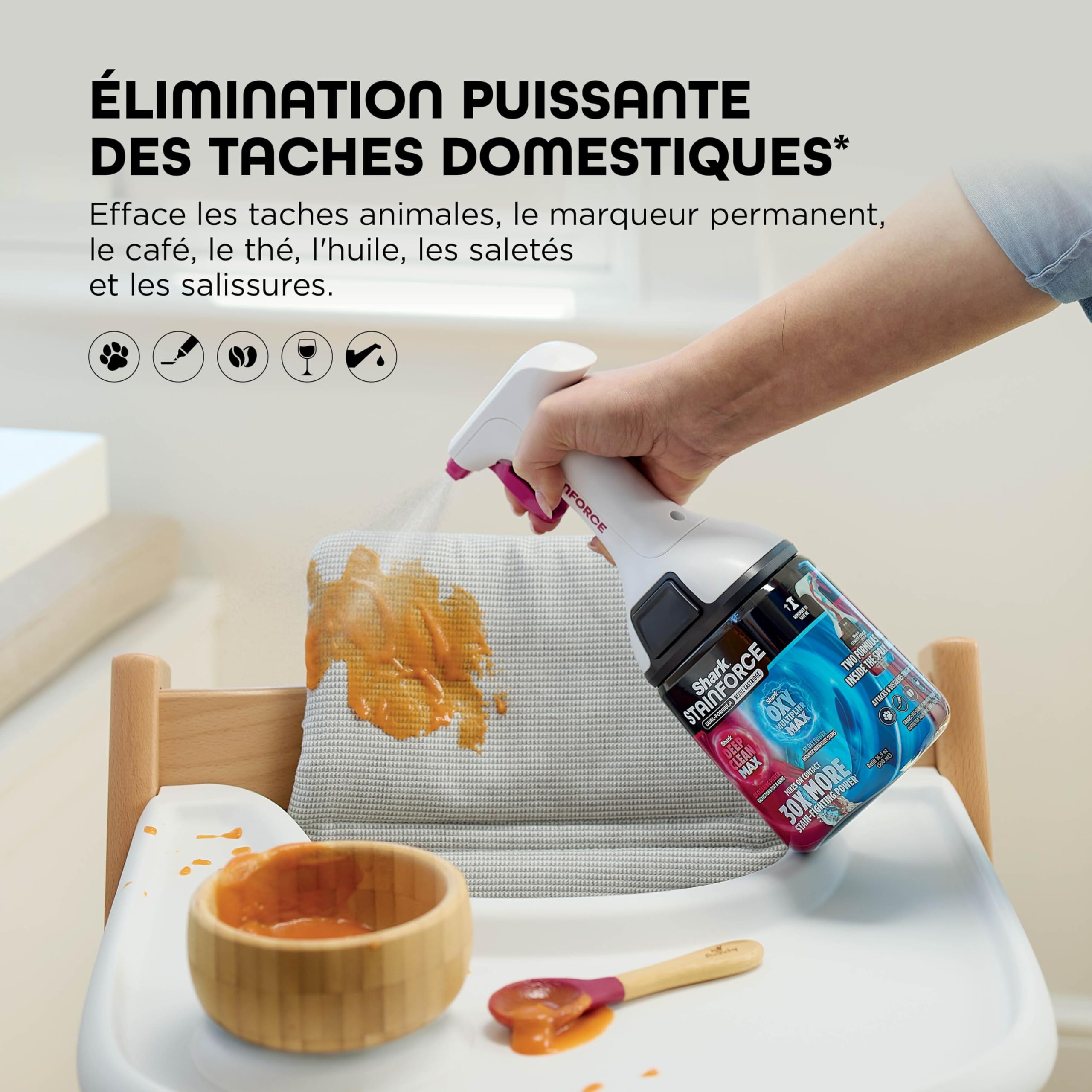 Shark StainForce – Recharge détachante de solution à double formule avec tête de pulvérisation, pour lutter contre les taches tenaces et éliminer instantanément les odeurs, 500 ml, XSKHXCM500SEU