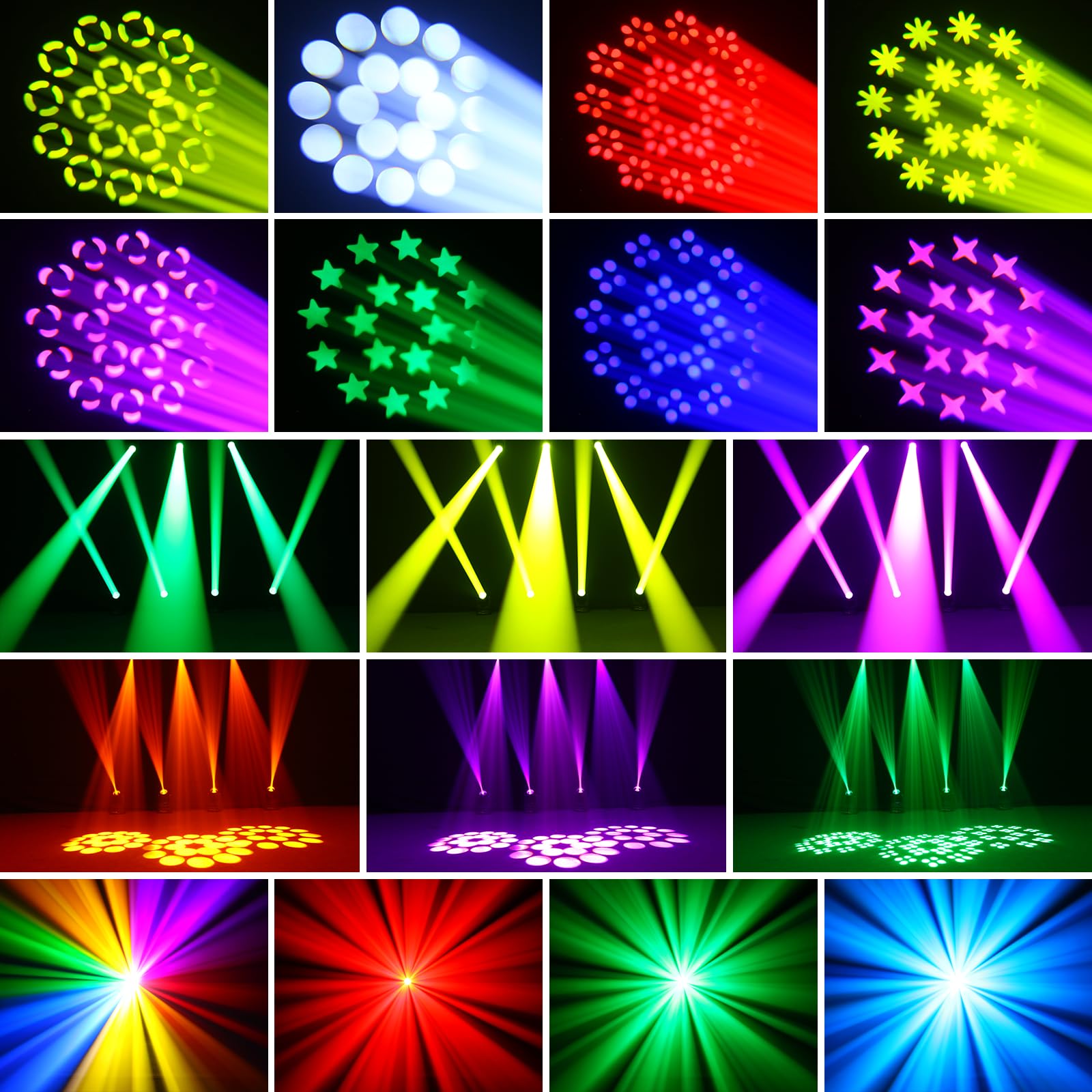 2 unità 150W Teste Mobili LED Luce da Discoteca Luci Palco RGBW con Prisma Effetto per Feste, Natale, Halloween, Spettacoli, Bar, Club