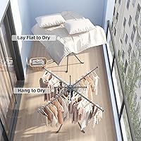 Vista 6 de BIREN Tendedero de Ropa Plegable Extensible Tendedero de Lavandería con 16 Clips Tendedero de Ropa Plegable que Ahorra Espacio para Colgar Ropa