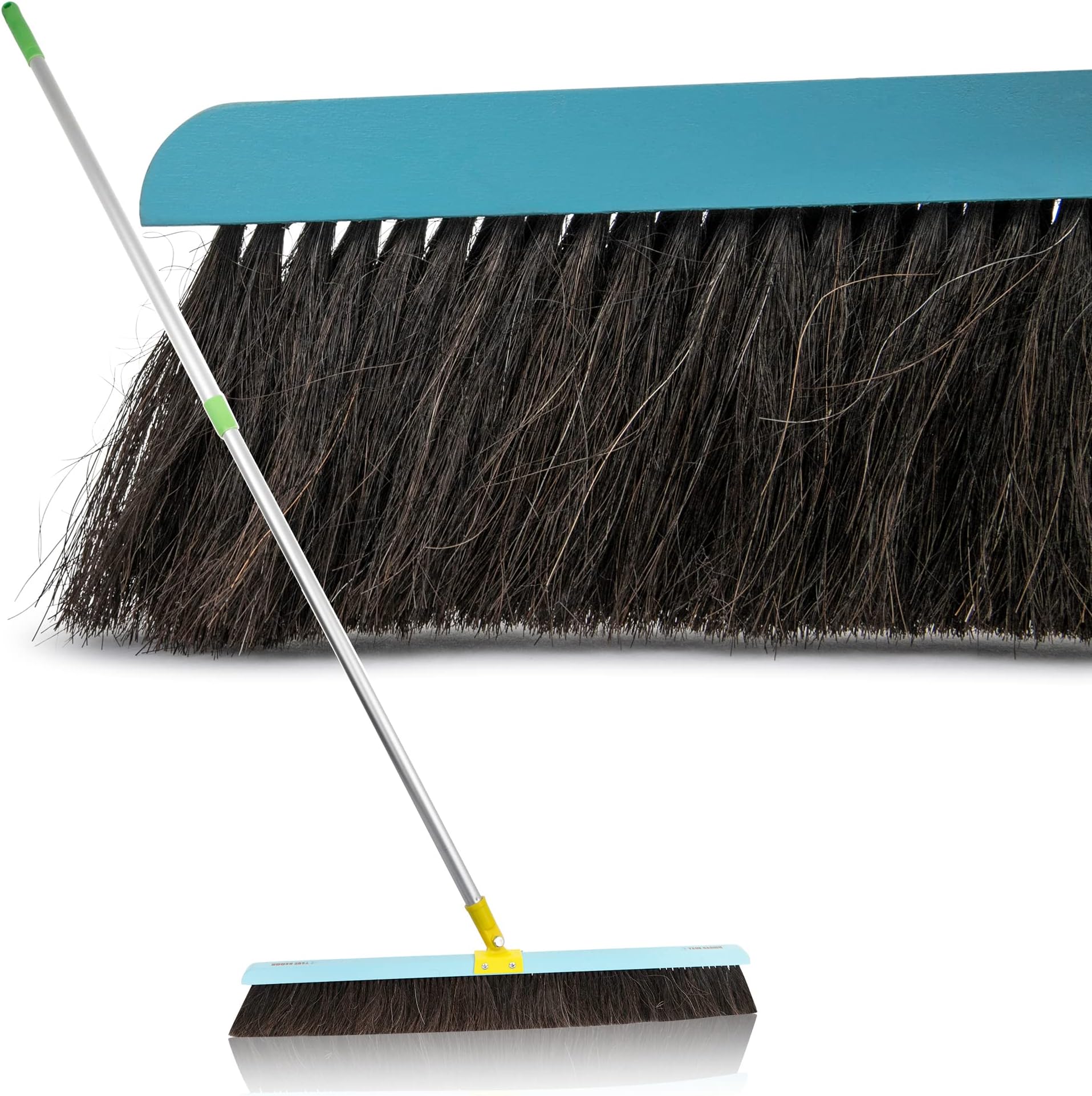 100% Horsehair Broom, with swiveling & extendable Telescopic Aluminum Rod. 2 Feet Wide broomhead.