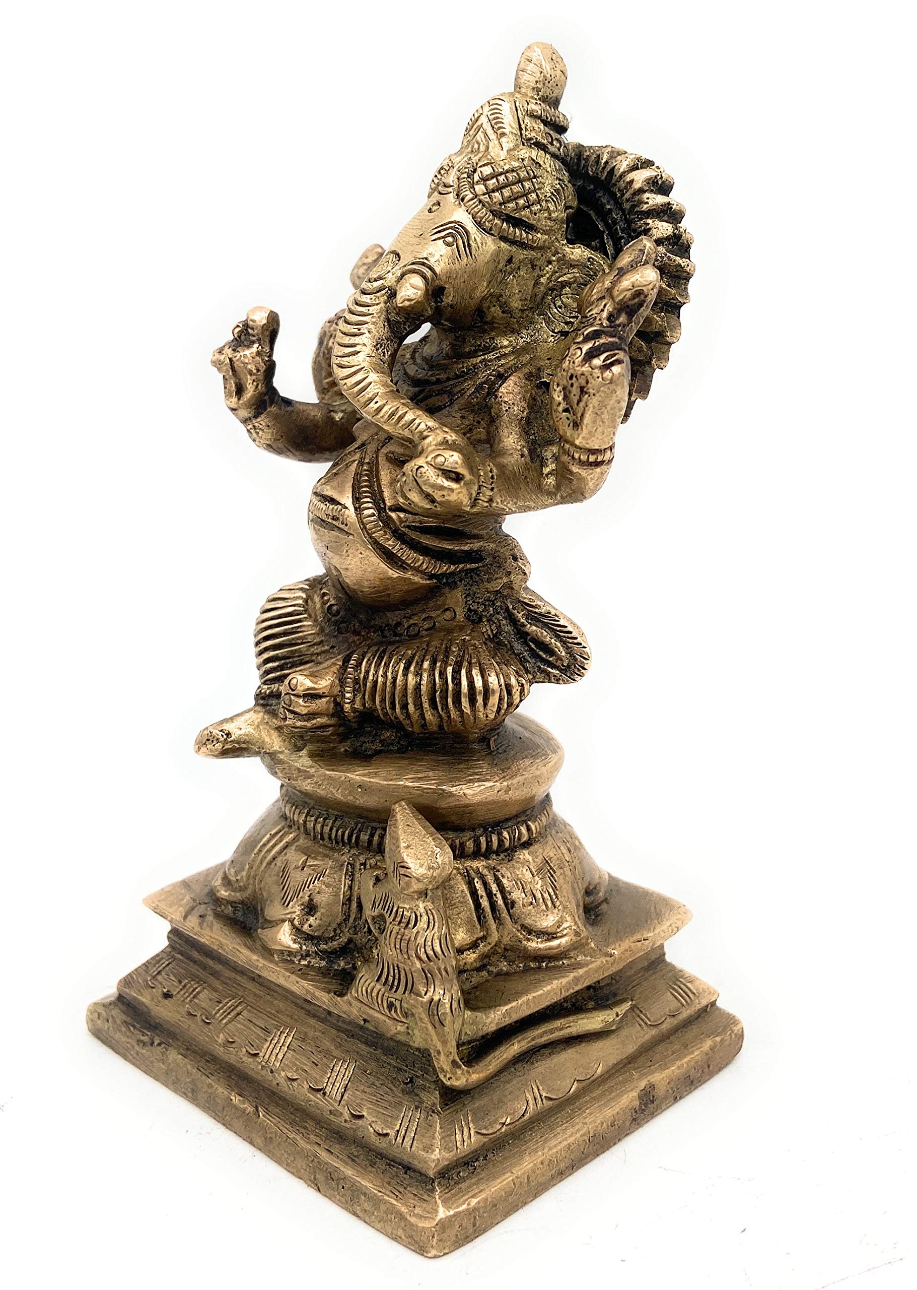 Vinayaka Ganapati Murti realizzato a mano in ottone per Pooja, tempio, decorazione per la casa e regali spirituali, oro, 12,7 cm, 1 pezzo, oro, 12,7 cm, 1 pezzo