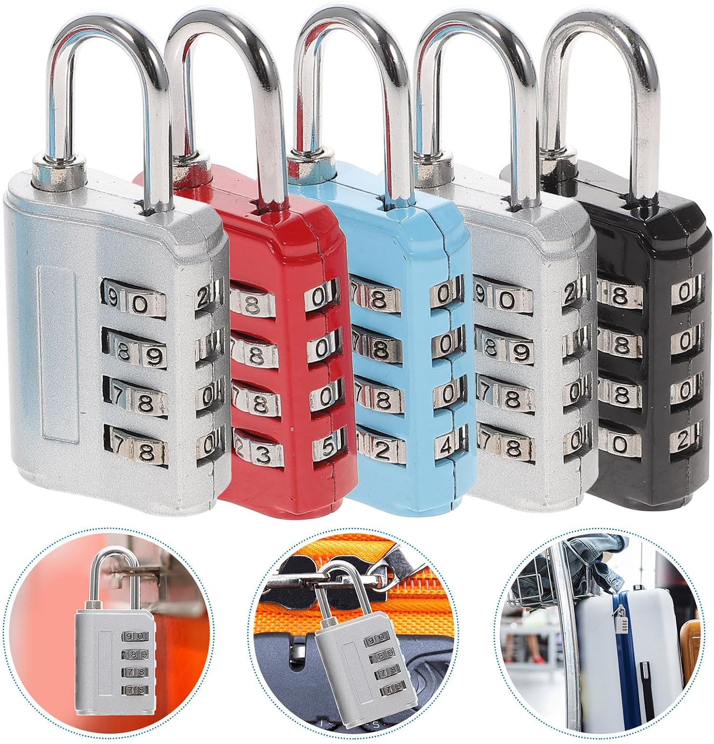 Luggage Locks for Suitcase and Drawer Security 5pcs Zinc Alloy with 4 Digits Number Combination Password Easy Password Setting Random Color for Travel and Outdoor Use