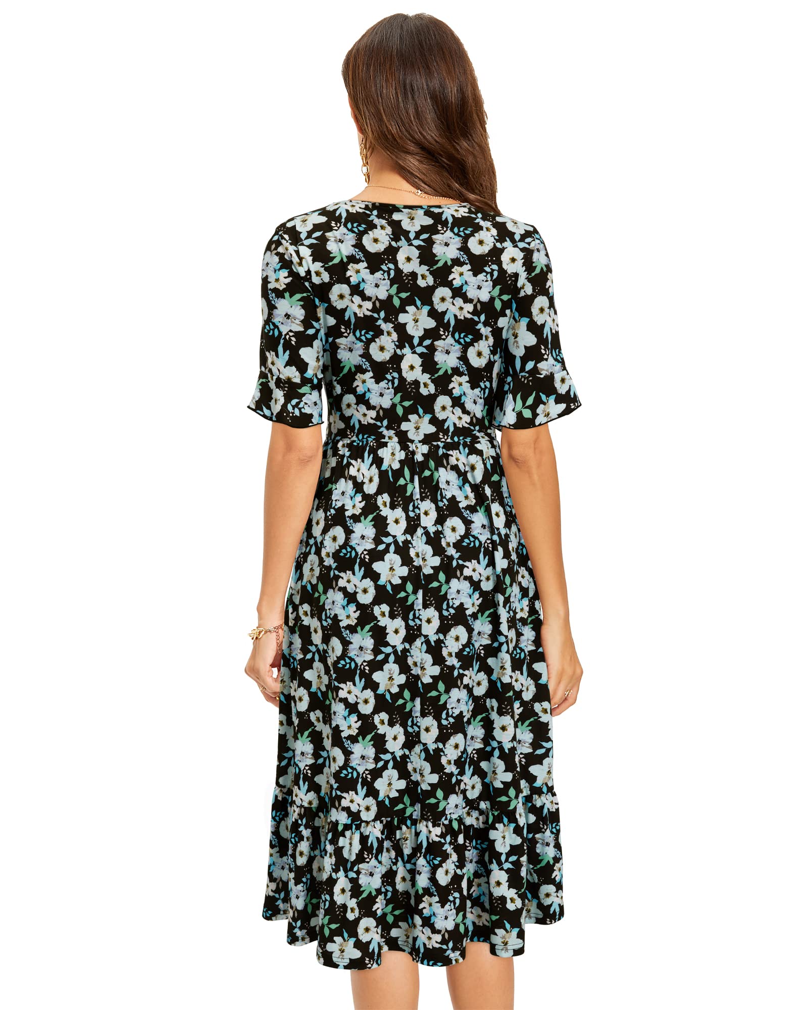 STYLEWORD Vestito Estivo a Maniche Corte da Donna Lungo Midi da Spiaggia, Vestito per Le Vacanze