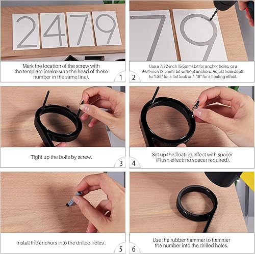 Miniatura 3 de Números de casa de 5 pulgadas para exterior, dirección de metal número 8, diseño moderno, acabado con recubrimiento en polvo negro resistente a la