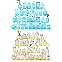 60 Pcs Glass Bud Vases in Sky Blue and Blue Yellow,Small Glass Vases for Flowers as Wedding Centerpieces for Tables,Flower Vases Suitble for Wedding Decorations,Home Decor,Party Decorations,Gift Ideas