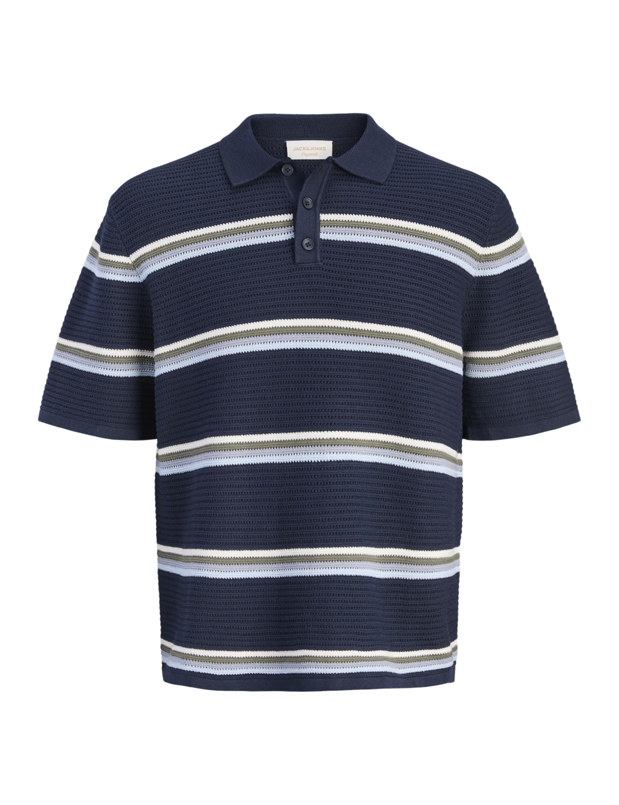 JACK & JONES Boy's Jormaine Knit Stripe Polo Mni, Sky Captain, 128