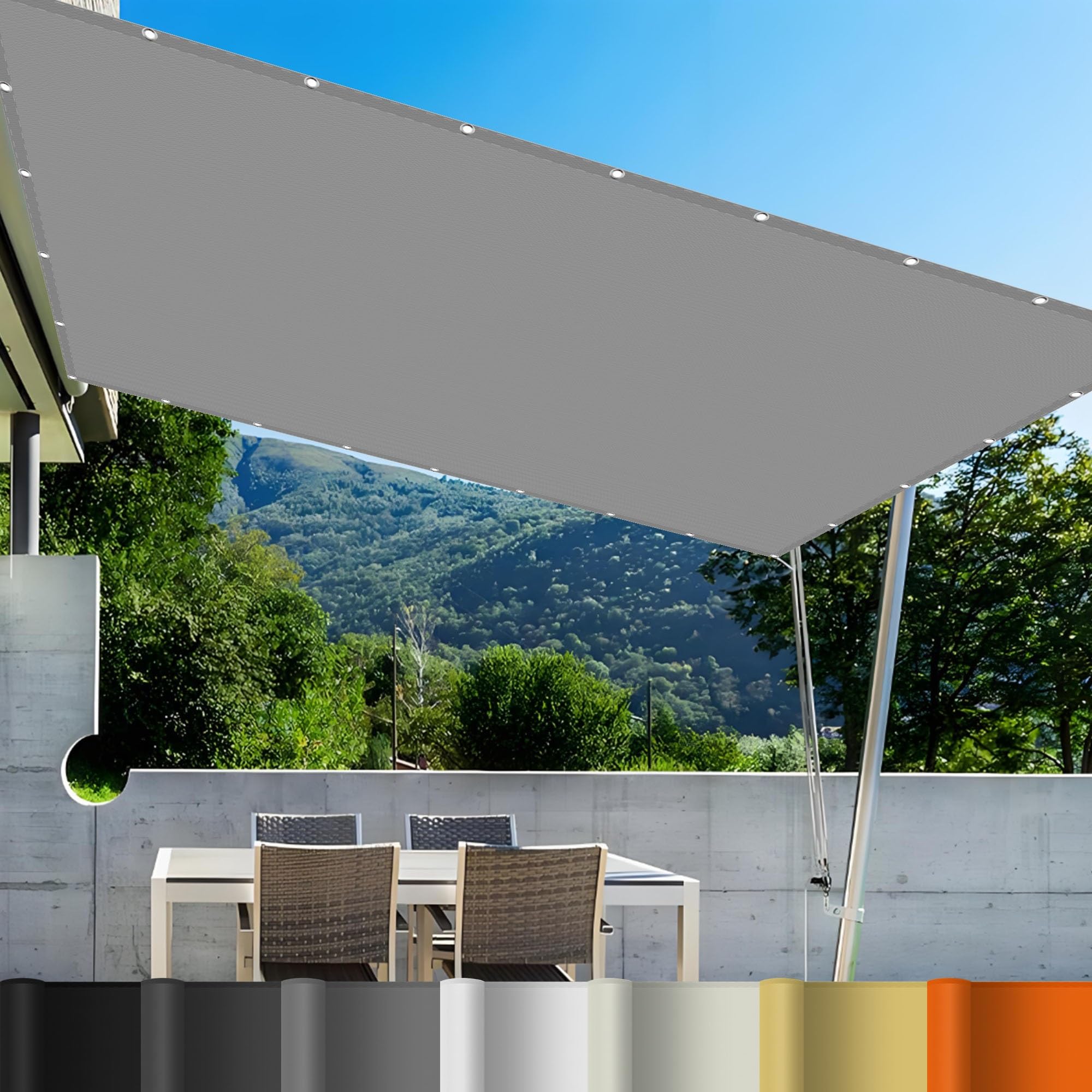 Red de Sombreo para Invernaderos 2.5 x 2.6 m Tela Resistente Al Viento Mallas de Sombreo Fijado Firmemente para Patio,Jardín, Exteriores, Terraza, Gris Claro