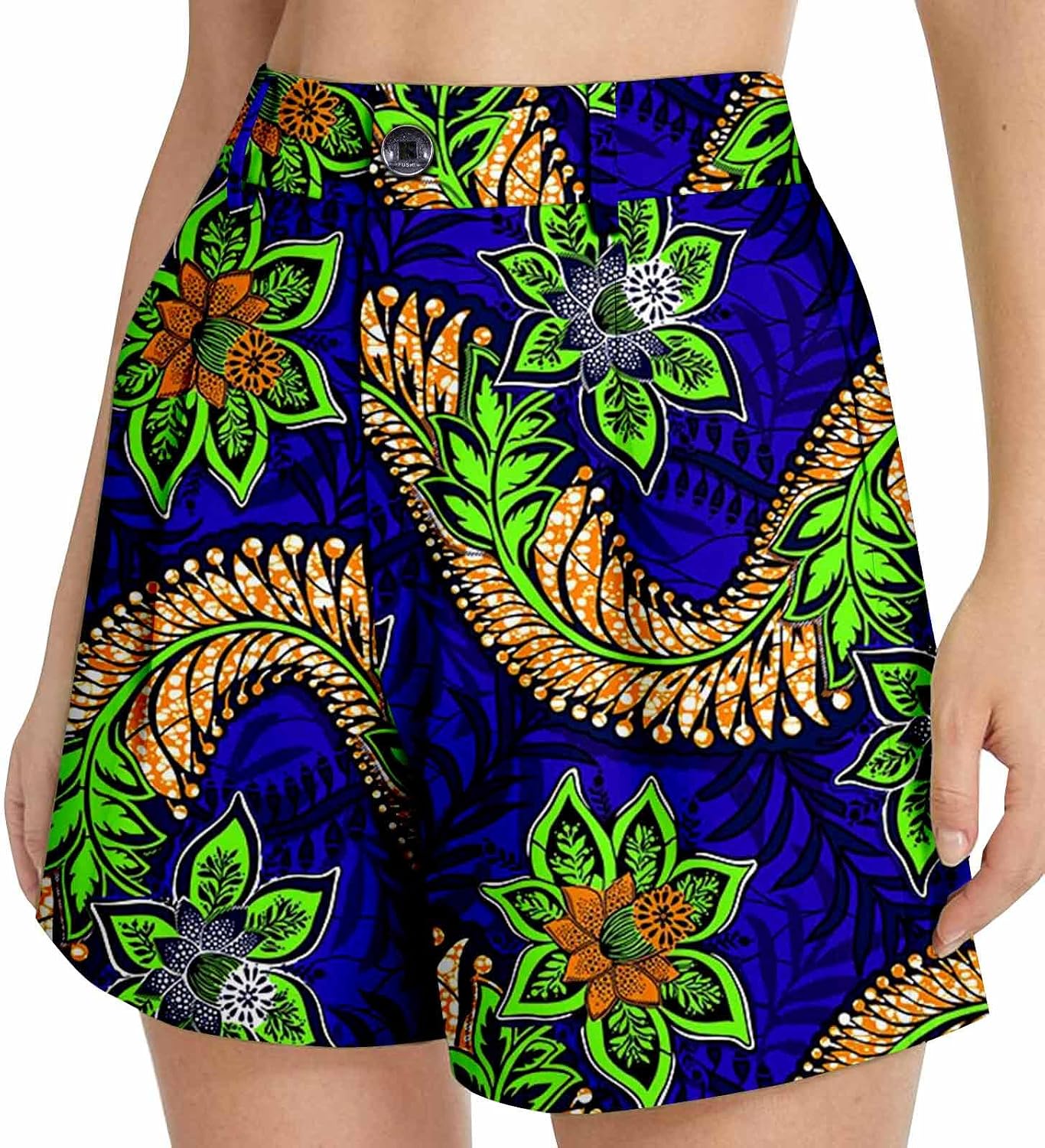 Women's Shorts High Waisted Athletic Summer African Ankara Print Plus Size Casual Shorts with Pockets