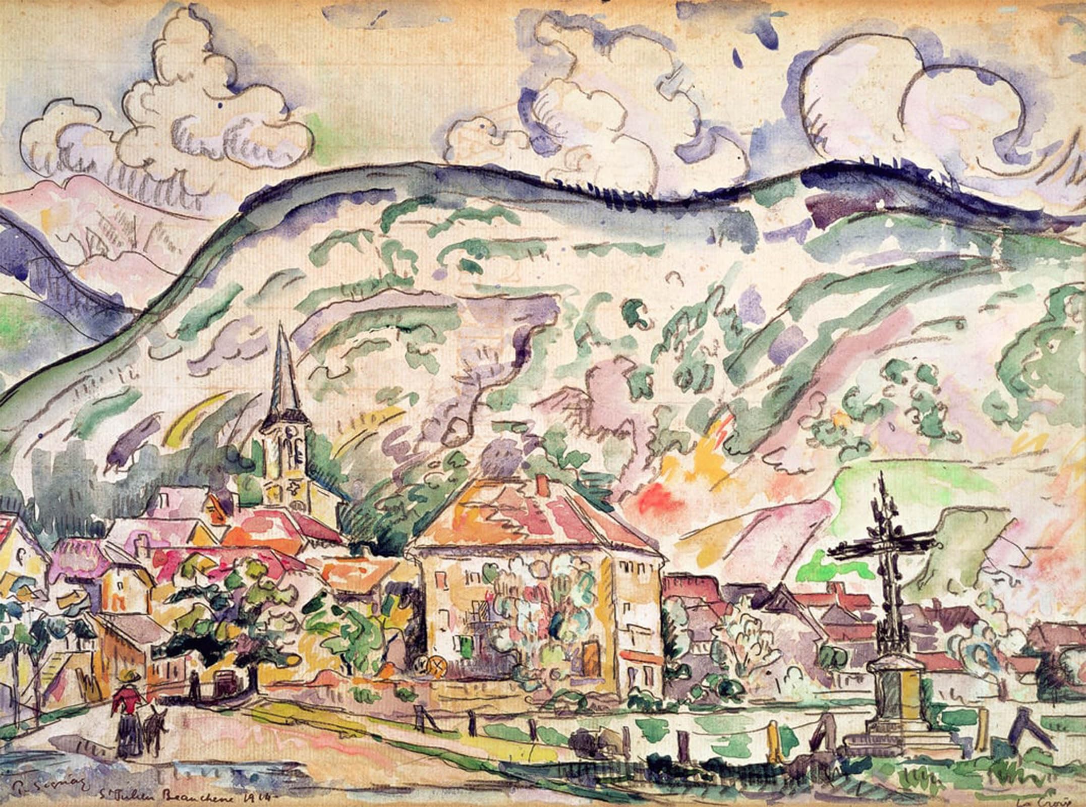 ARTXLXXBN Famous Prints Artwork Pictures Poster Painting Art Saint-julien-beauchêne by Paul Signac Artwork Landscape Pictures for Home Decor 60x90cm