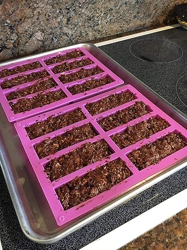 Miniatura 2 de Bamutu Molde de silicona rectangular grande para barra de granola, 2 unidades, 8 cavidades nutricionales para cereales, barra energética para