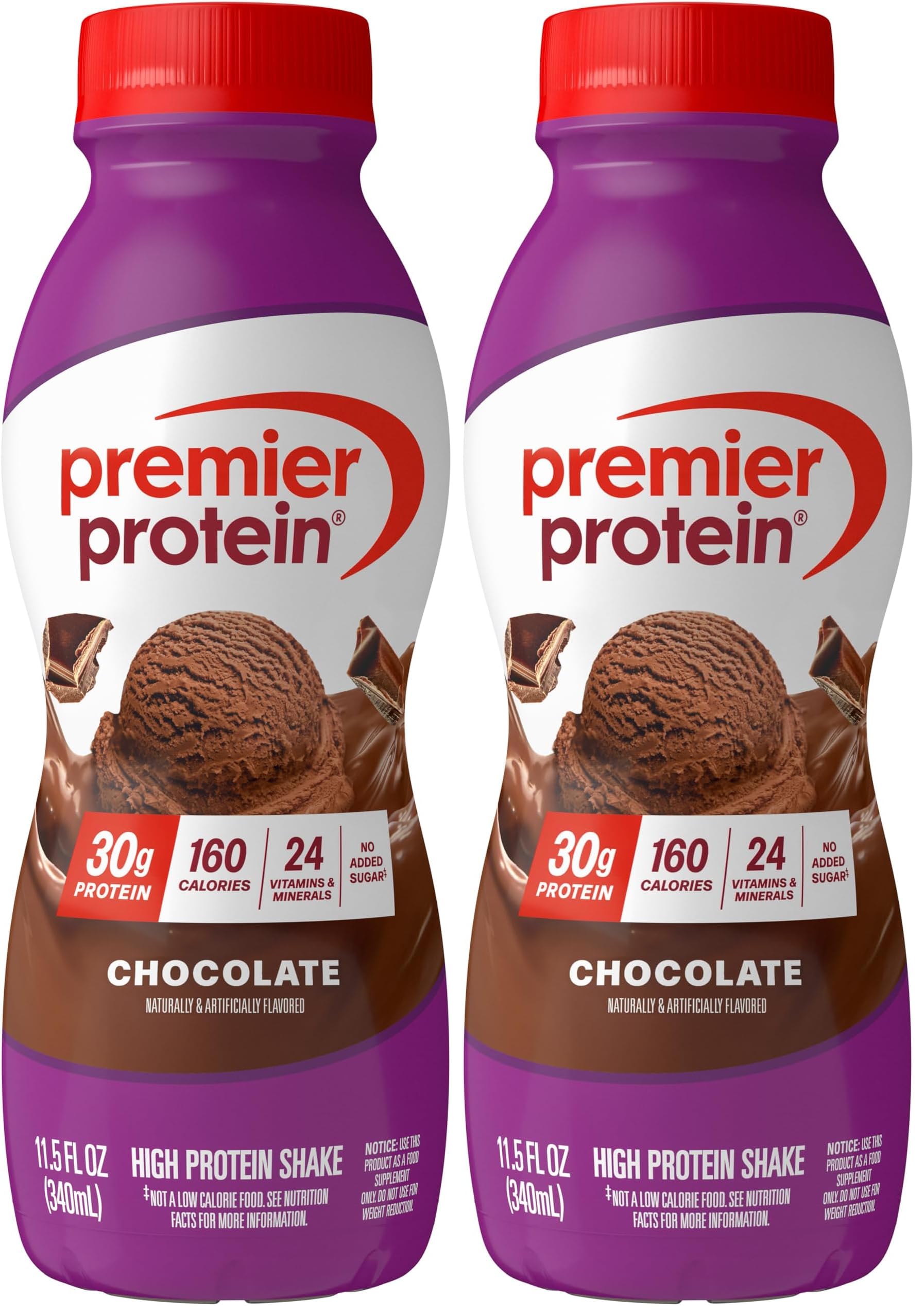 Premier Protein 30g Protein Shake, Chocolate, 11.5 fl oz (Pack of 2) Chocolate 11.5 Fl Oz (Pack of 2)