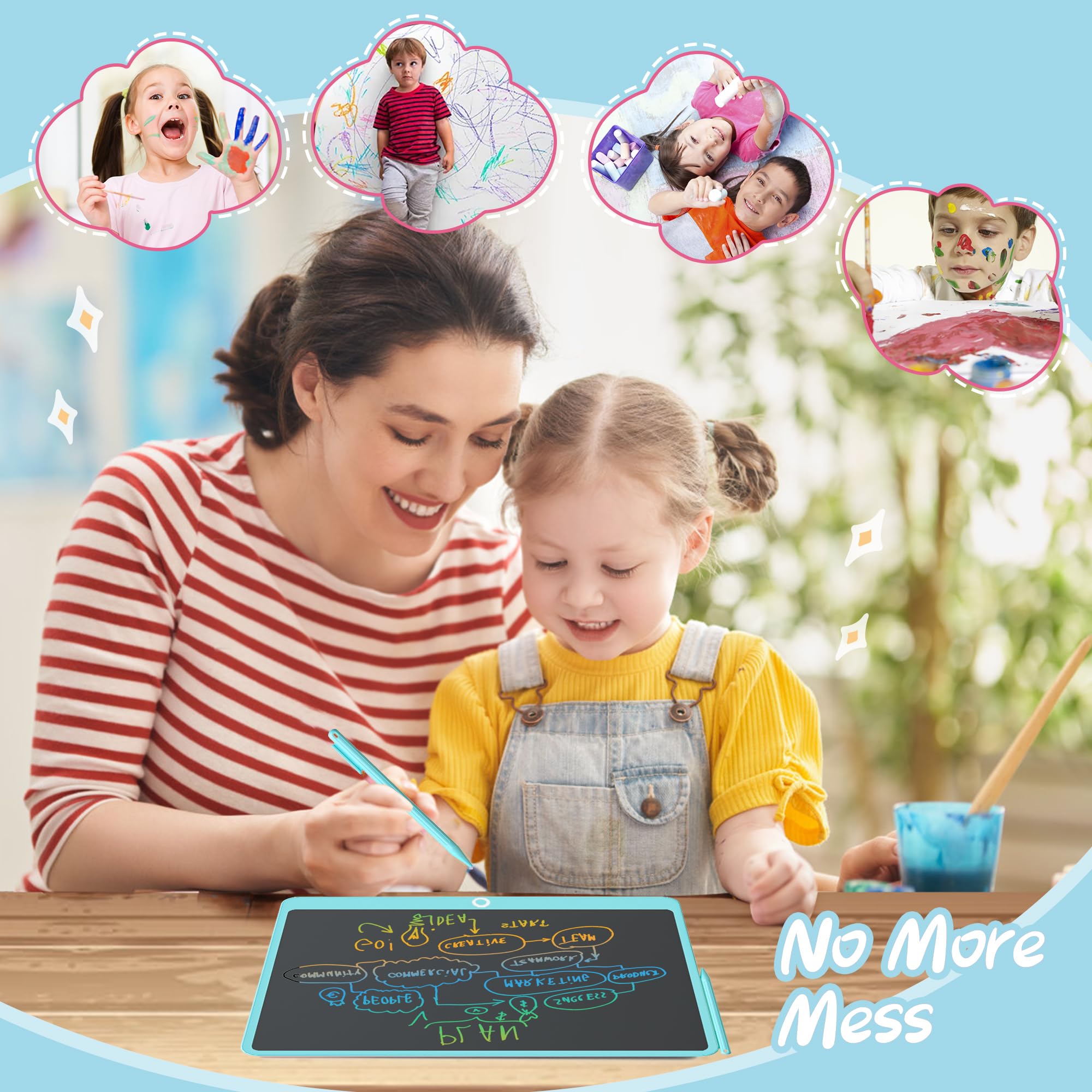 16 Pollici LCD Tavoletta Grafica Bambini, Lavagna per Bambini, Scarabocchi Colorati Lavagnetta Cancellabile, Regali di Compleanno e Natale per Ragazzo e Ragazza dai 3 agli 8 Ann (Giallo)