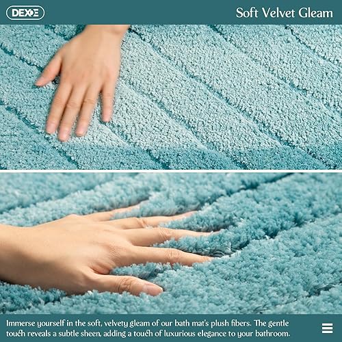 Miniatura 6 de DEXDE Tapete de baño de lujo, tapete de baño de microfibra esponjosa, extra suave y absorbente, antideslizante, tapete de baño para suelo de baño,