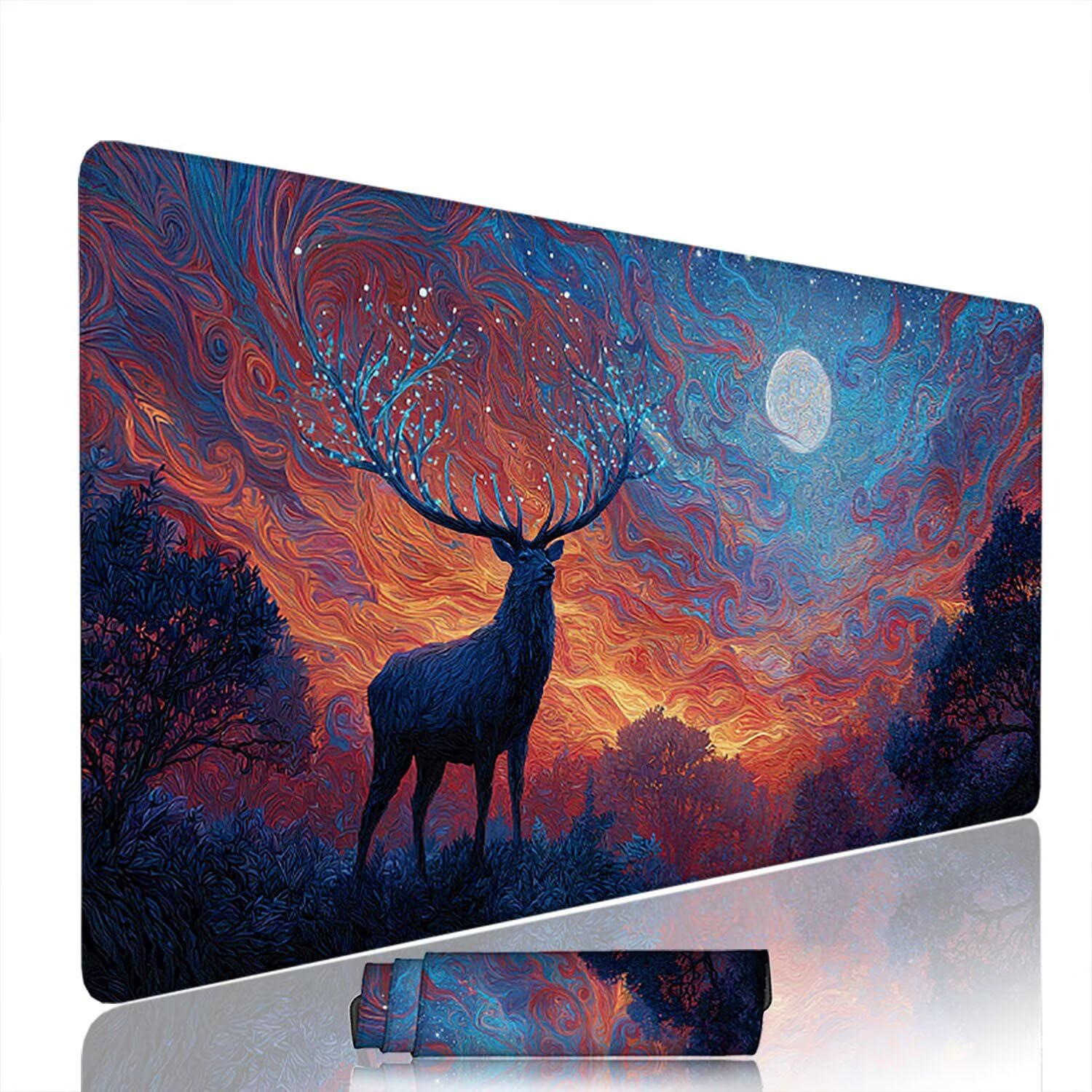 Abstrakcyjna podkładka pod mysz pod mysz pod mysz do gier XXL 1400 x 600 x 3 mm podkładka pod mysz gumowa jeleń duża podkładka pod rękę gracz akcesoria wodoodporne PC, do klawiatury laptopa w-9780