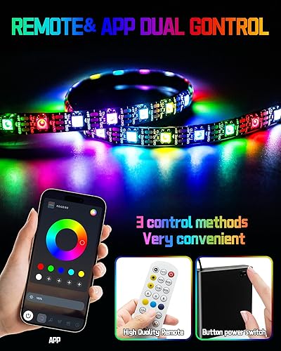 Miniatura 6 de Retroiluminación LED para TV, 4 tiras de luz LED cortas precortadas de 1 pie4 pies para estantes, control remoto y aplicación, luces de juego RGB