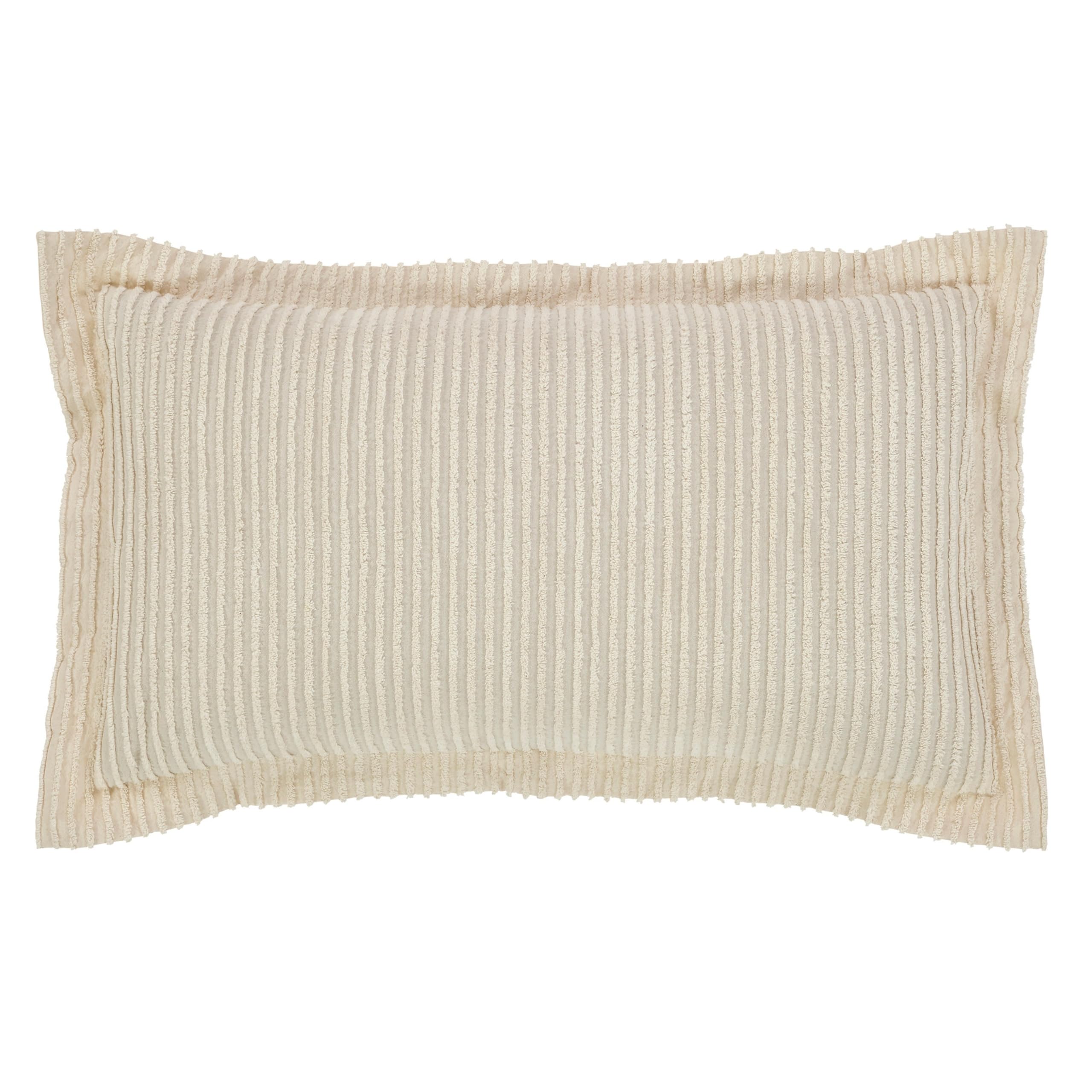 Better Trends Jullian Collection is Super Soft and Light Weight in Bold Stripes Design 100% Cotton Tufted Unique Luxurious Machine Washable Tumble Dry, King Sham, Ivory