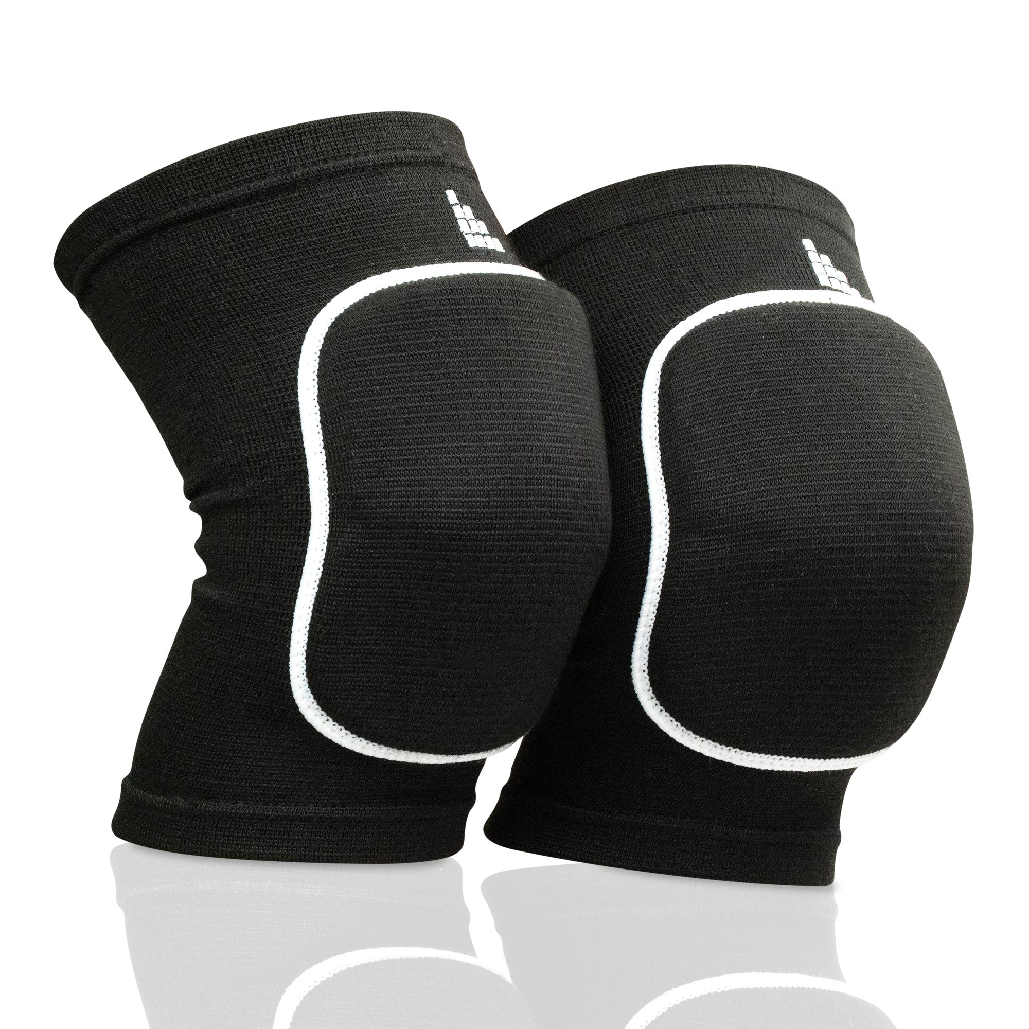 Premium knee pads made of breathable fabric with kneecap pads for volleyball, handball, dancing, mountain biking & more (Ultralight, Black, M)