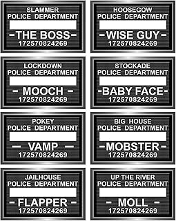 Beistle Speakeasy Mug Shot Photo Fun Signs – 24 Pack, Roaring 20s Prohibition Party Decorations, Vintage Gangster and Flapper Photo Booth Paper Props Sign for Jazz Age Theme Celebrations, 6½” x 10½”