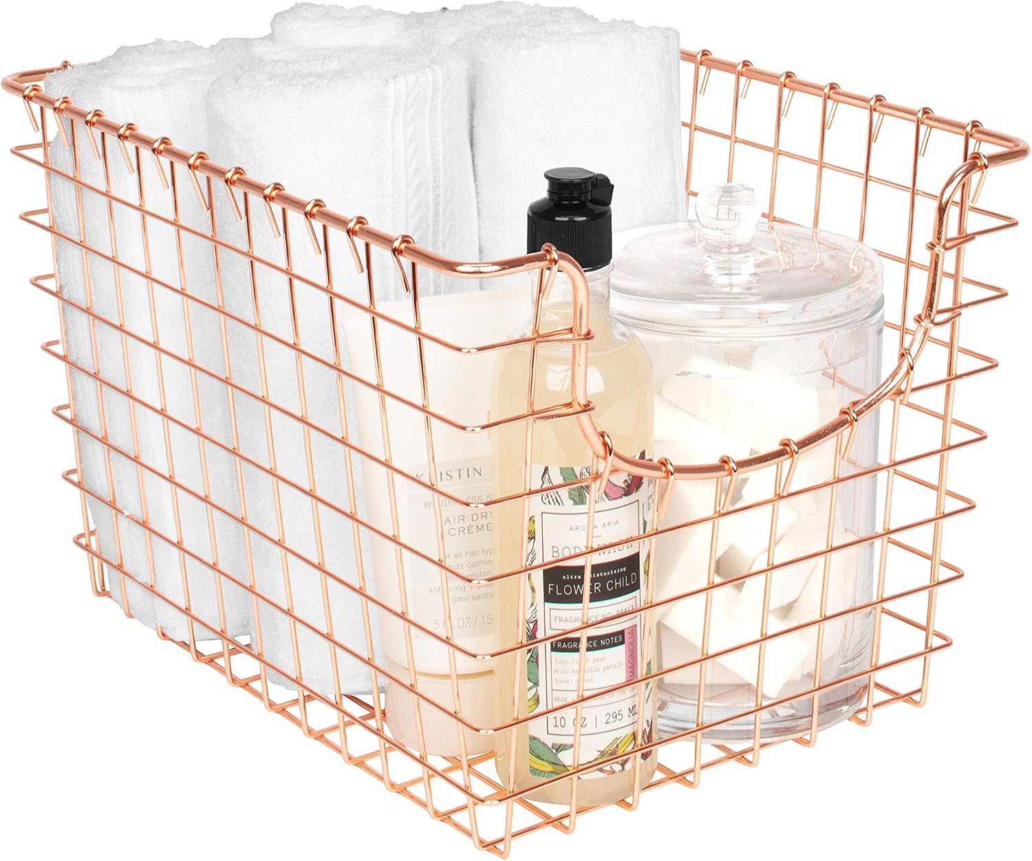 Spectrum Diversified Scoop Wire Basket, Vintage-Inspired Steel Storage Solution for Kitchen, Pantry, Closet, Bathroom, Craft Room & Garage, Small, Copper