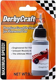 DerbyCraftPro Graphite Powder for Pinewood Cars 0.5oz | Powdered Graphite Lubricant Spray for Derby Wheels & Axles High-Purity 3000-Mesh |Multi-Use Lock Dry Lubricant|Use with Pinewood Weights Car Kit