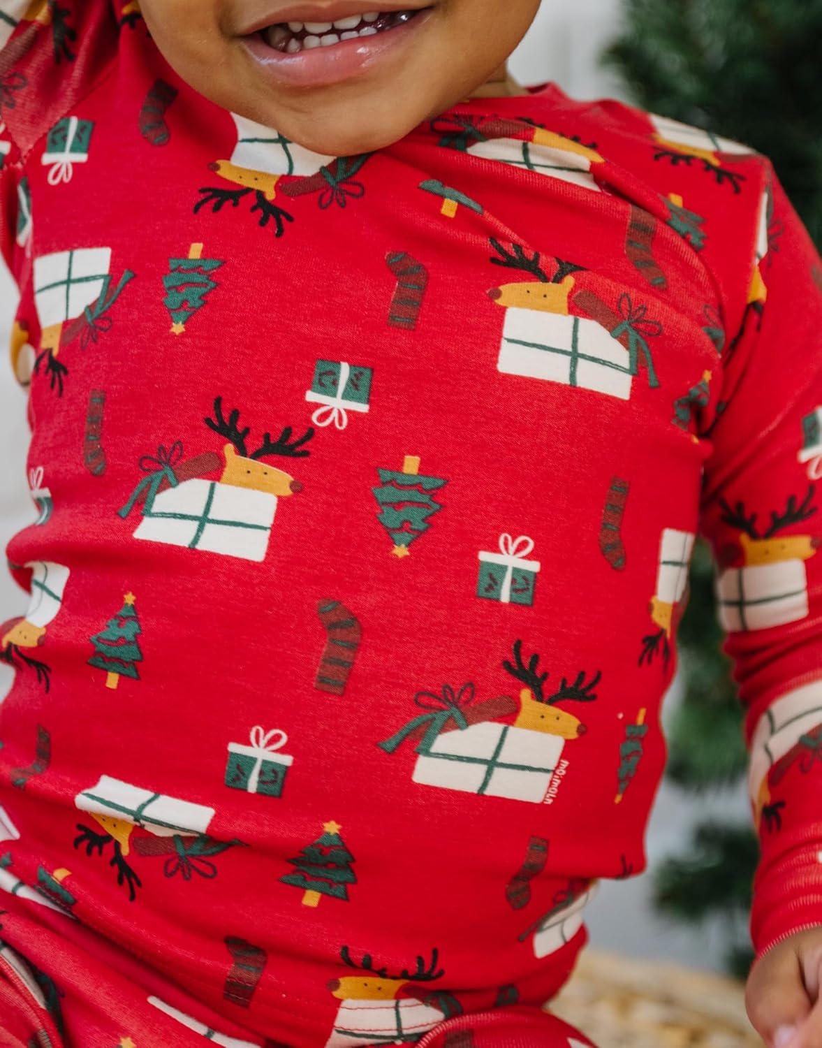 moimoln Sibling Matching Christmas Pajamas 6M-8Y Soft Warm Cotton Modal Holiday Graphic Long Sleeve Snug-Fit Sleepwear Set - Image 5