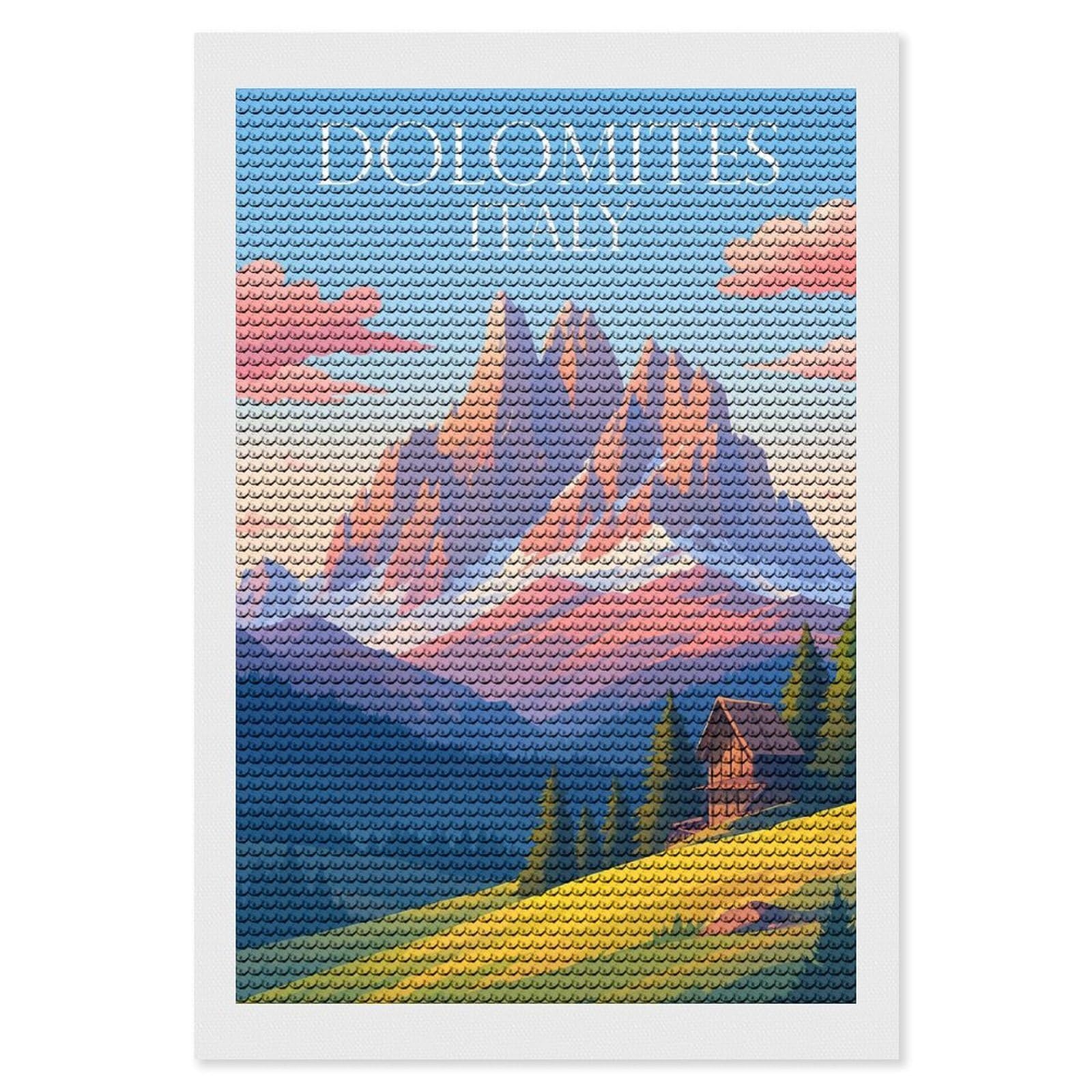 Junmoney Dolomites Italy Diamond Painting Kit 8"x12", Easy Handmade Project, Easy to Enjoy, Aesthetic Room Decor, Christmas Gift