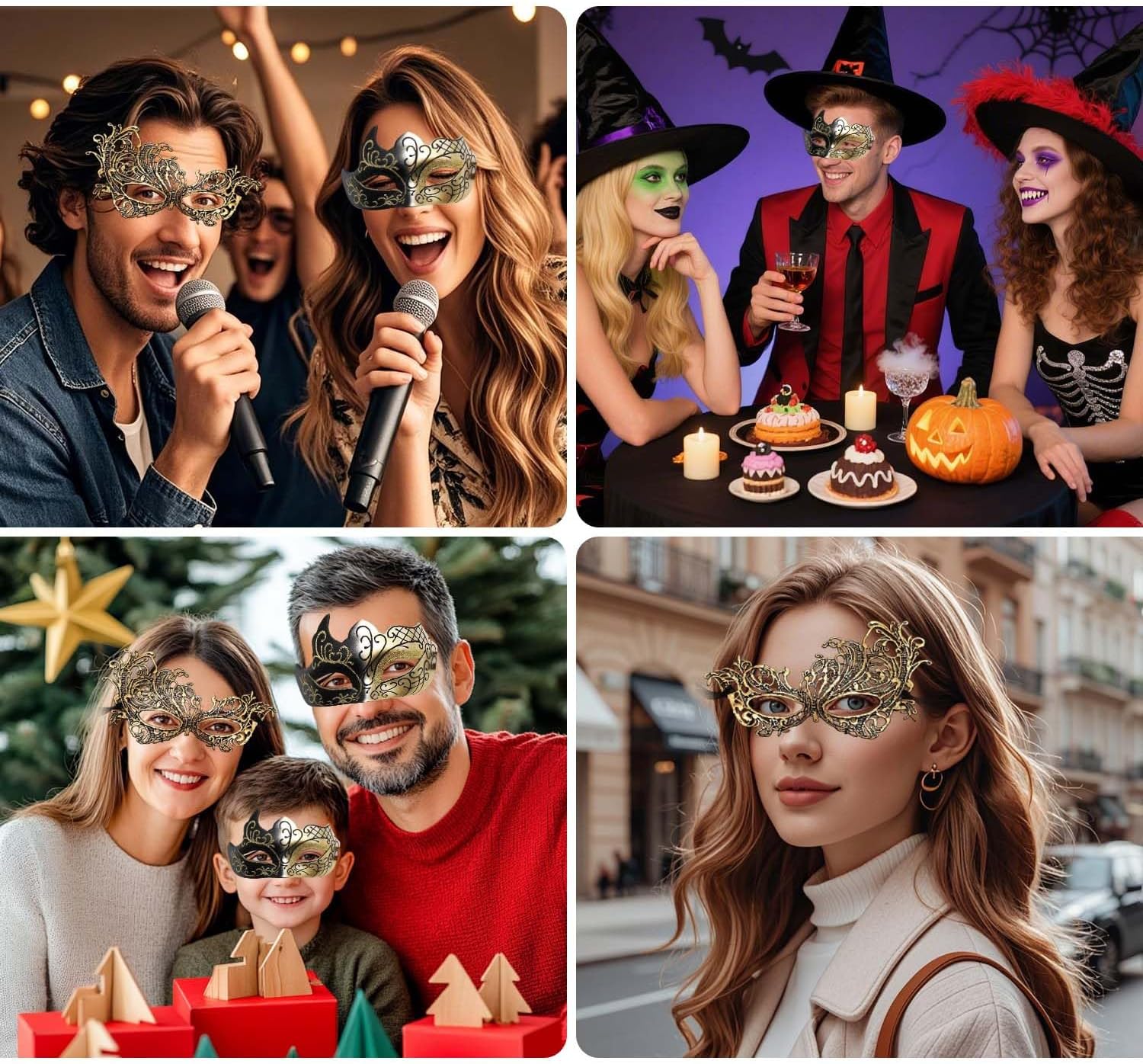 Masquerade Mask for Men Women, Venetian Ball Masks for Couples, Halloween Costumes Lace Eye Mask for Party, Carnival