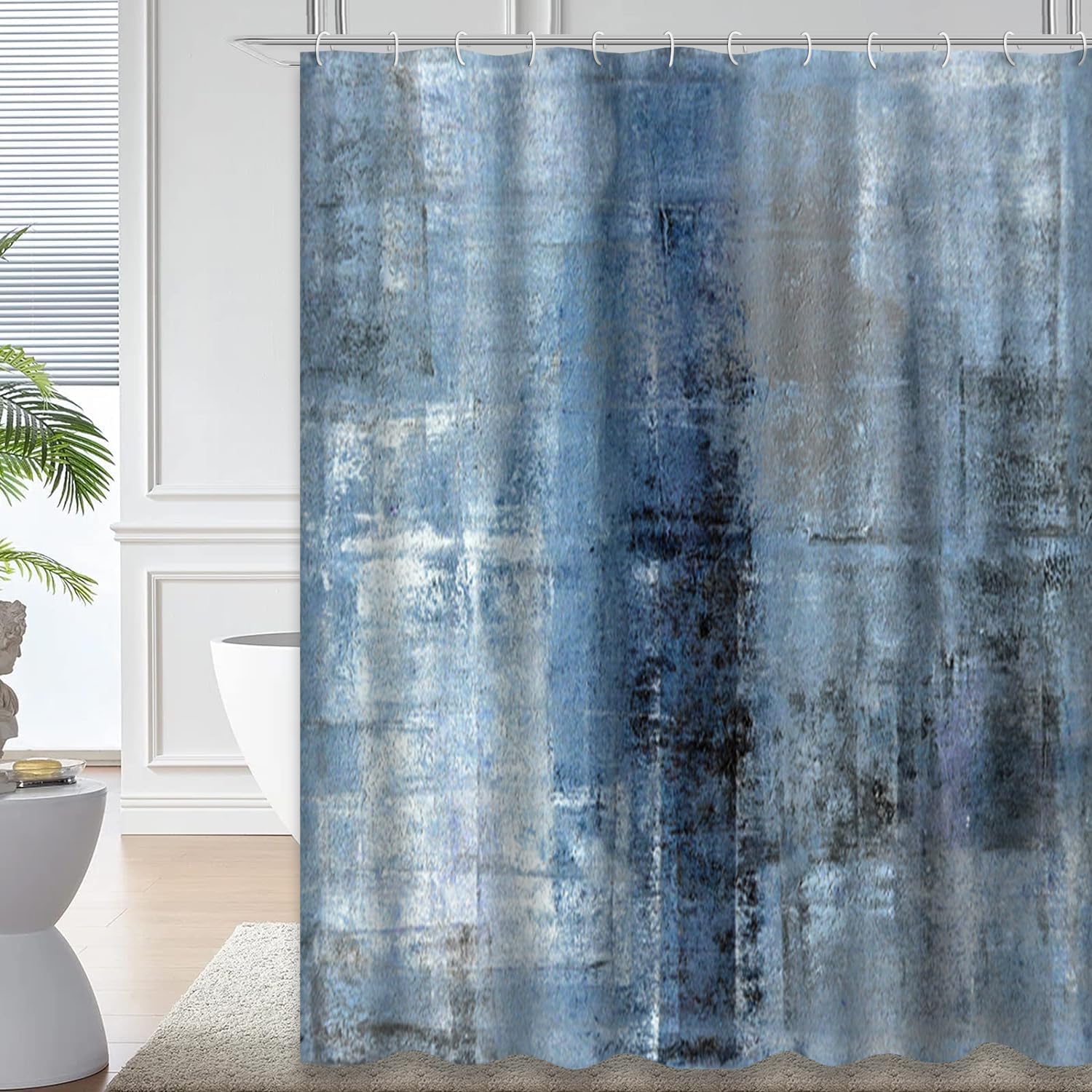 Amazon.com: GALMAXS7 Blue Grey Shower Curtain, Abstract Art Shower ...