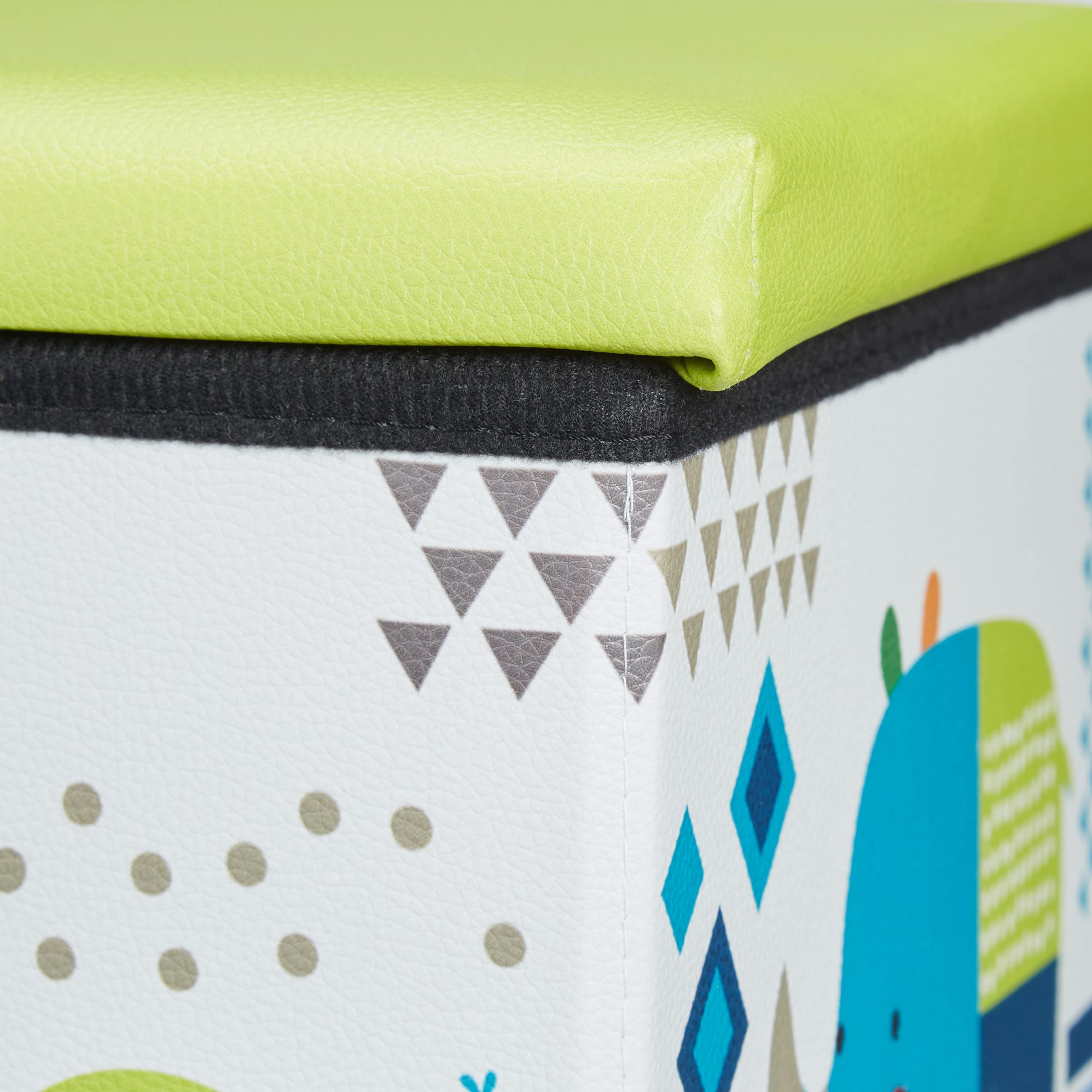 BiancoRelaxdays Pouf Contenitore, Porta Giochi per Bambini, Sgabello, Design-Animali, Poggiapiedi, 31x31x31 cm, Verde