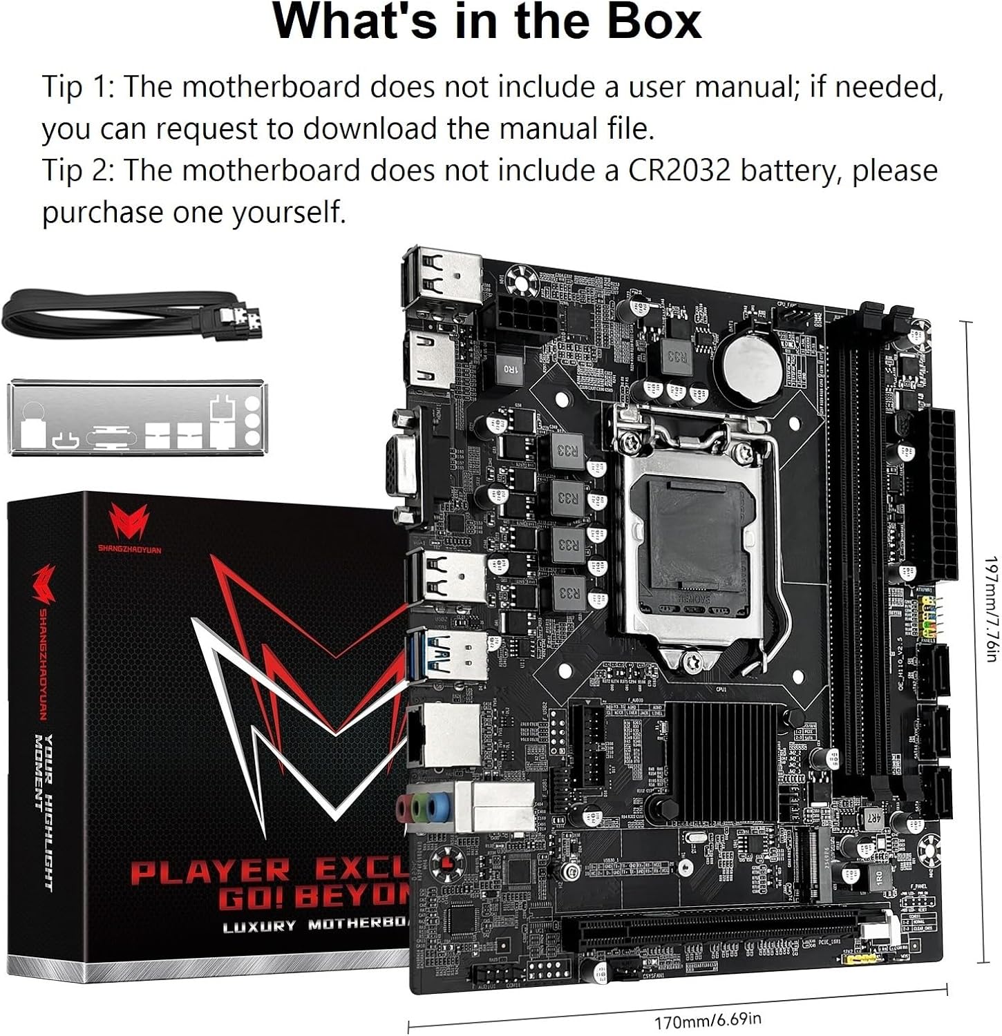 H110 LGA 1151 Motherboard for Intel 6-9th Gen Core i3/i5 Pentium, Celeron Series Processors, DDR4, PCIe x16, NVME/NGFF M.2, VAG, HDMI-Compatible, SATA 6Gbps