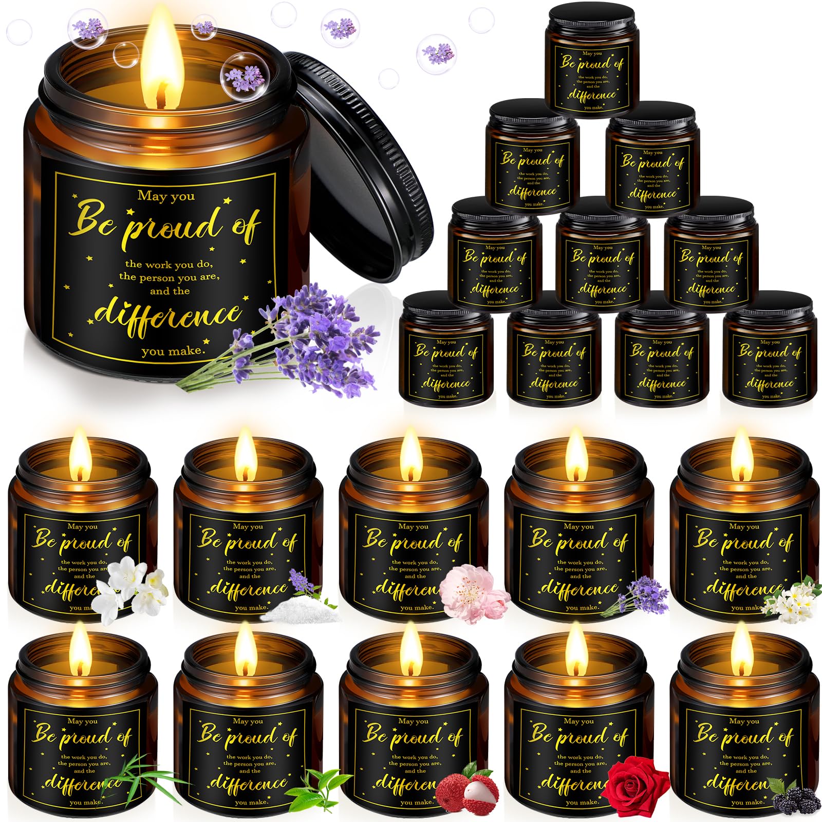 MTLEE 10 Pcs Employee Appreciation Gifts Inspirational Jars Scented Soy Candles Bulk 3.5 oz Thank You Candles for Coworker Staff Social Worker