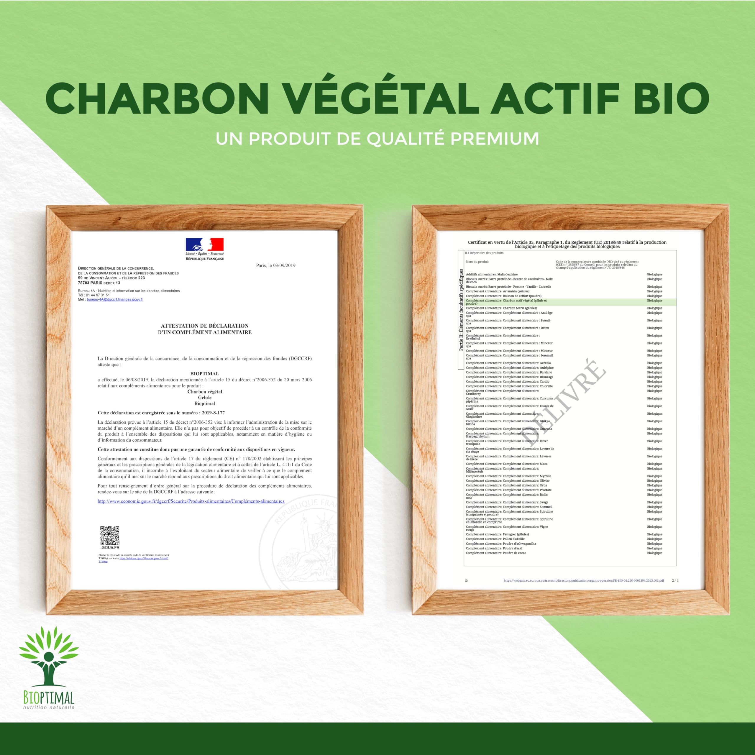 Charbon Végétal Actif - Bioptimal - Complément Alimentaire - Ventre Plat Digestion Anti-Ballonnement Gaz - 150 mg de Poudre Active Pure par Gélule - Fabriqué en France - Certifié Ecocert - 200 gélules