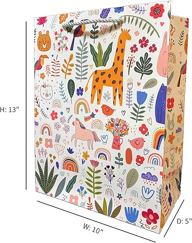 Miniatura 2 de Bolsa de regalo de animales coloridos divertidos de 13 pulgadas para niños, mediana y grande