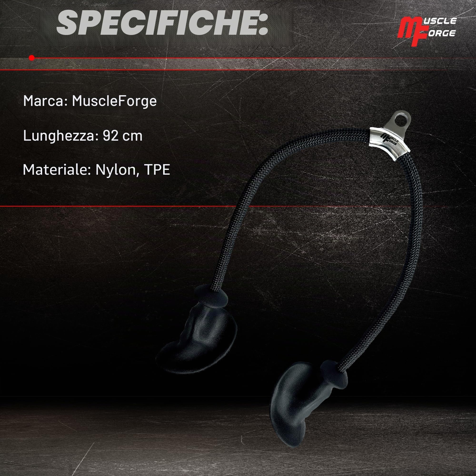 Corda Ergonomica per Tricipiti, Corda per carrucola, Pulley, Maniglia per l'allenamento dei Tricipiti e Bicipiti in Palestra o a Casa