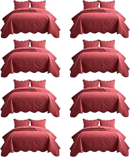 Vista 32 de IR Imperial Rooms - 10 juegos de colcha tamaño individual (68 x 86 pulgadas), para hoteles, habitaciones de huéspedes, colchas ligeras reversibles