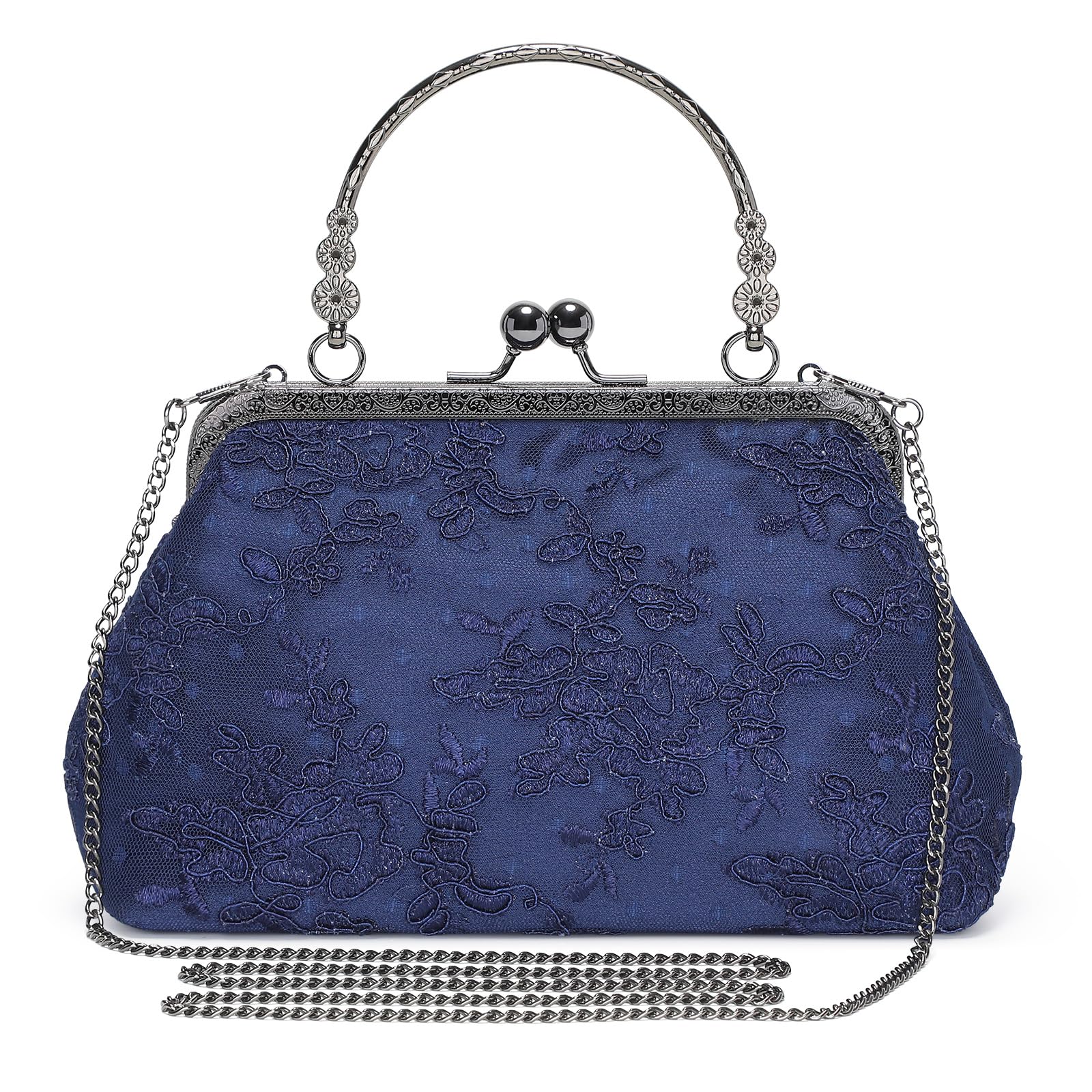 BAIGIO Clutch Damen Elegant Abendtasche Vintage Clutches Tasche Floral Handtasche Umhangetasche fur Party Hochzeit Brauttasche Spitze Kettasche