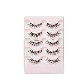 iENVY False Eyelashes and Lash Adhesive Set Demi Wispies Natural Lashes 5 Pairs Fake Eye Lashes (Black)