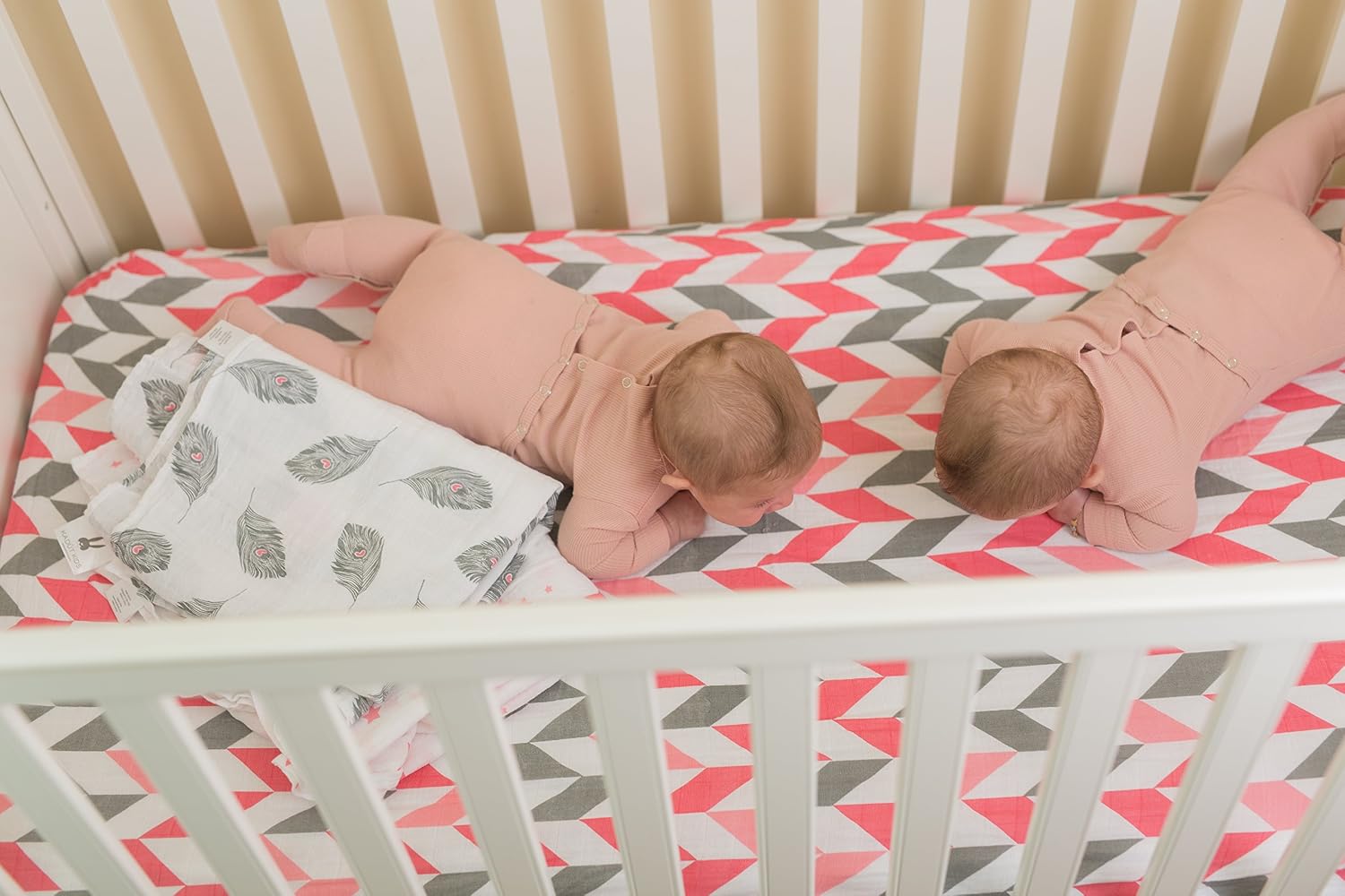 Kadut Kids Crib Sheet Set, 2 Pack, 100% Soft Muslin Cotton- Fitted Bed Sheets- Midnight Magic Pink– Easy Care, Machine washable- Fits Standard Crib Mattress-Measures 28” x 52” x 9” for Baby, Toddlers.