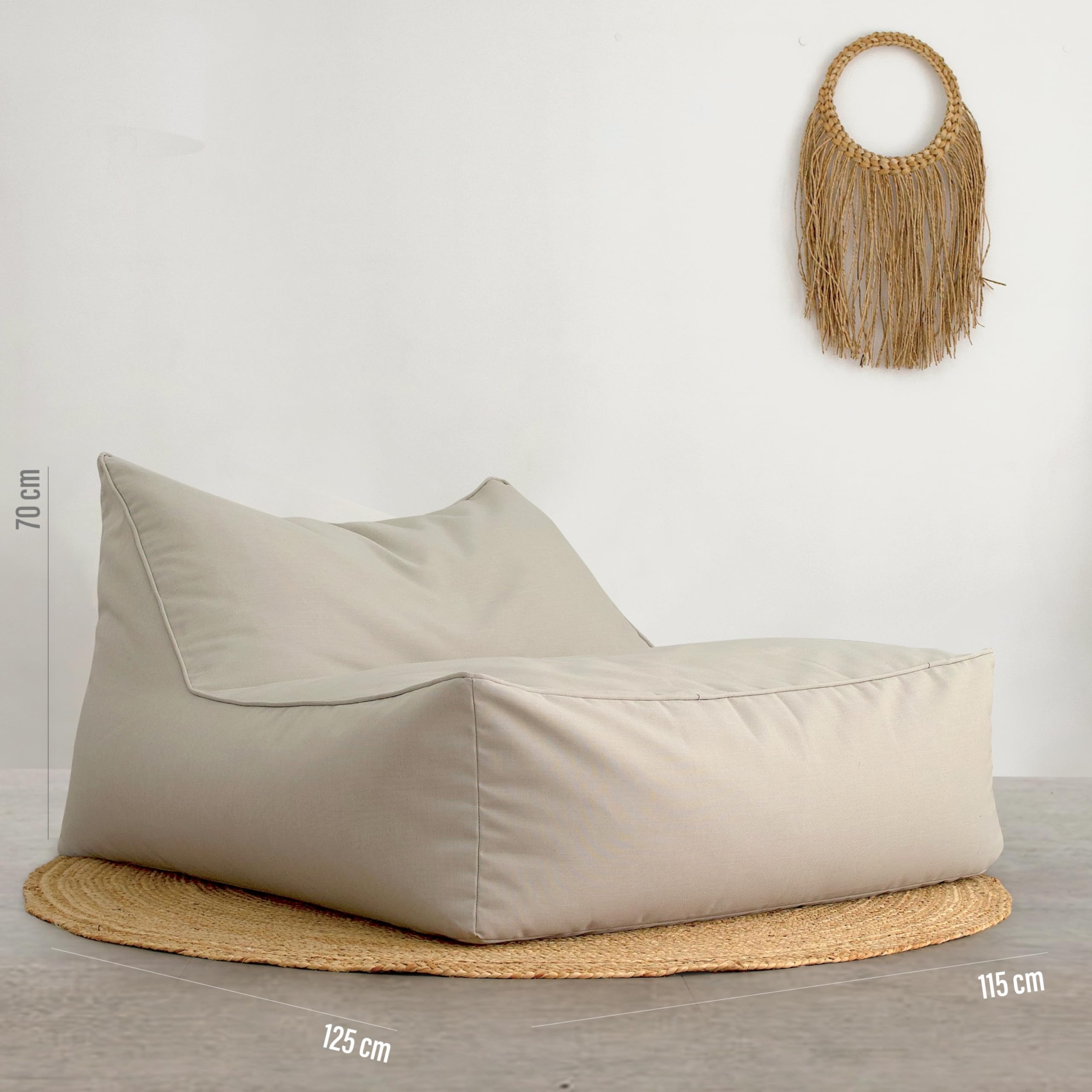 Pouf Esterno XXL Aiire Per Piscina E Giardino - Bean Bag Gigante In Velluto, Imbottitura 350 Litri, Bianco