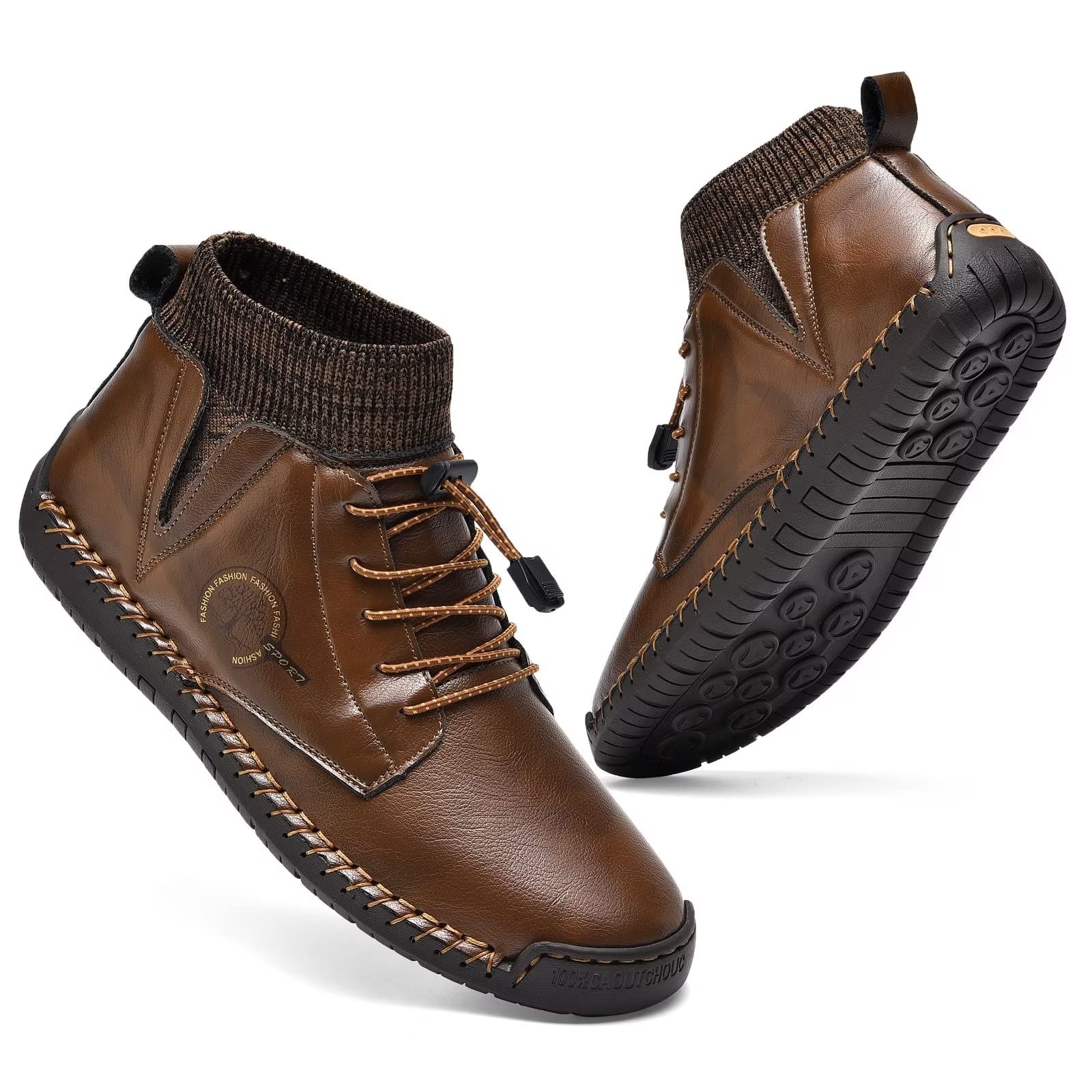 MCEMACHIMen's Leather Loafers Fashion Casual Slip On Penny Beck Driving Loafer Shoes Ankle Chukka Boots For Men【Includes Extra Insole】