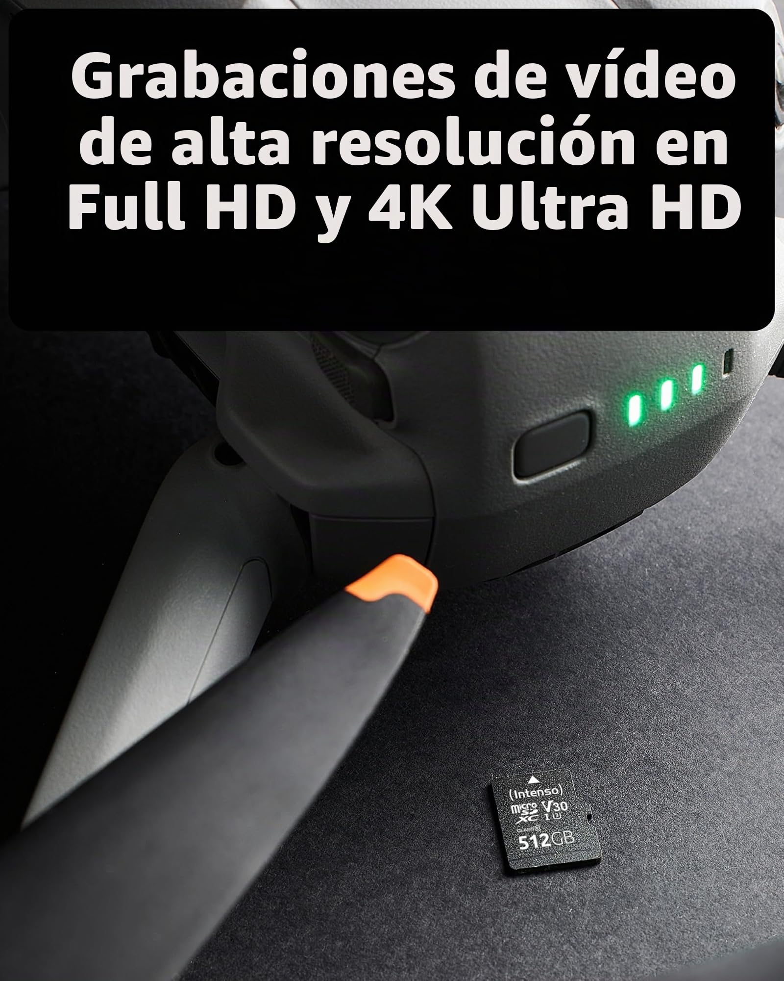Intenso Professional microSDHC 512GB Clase 10 UHS-I, U3, V30 Tarjeta de Memoria con Adaptador SD, para grabaciones 4K, GoPro, Insta 360, dji, Osmo, Steam Deck, dron, cámara de acción, Negro