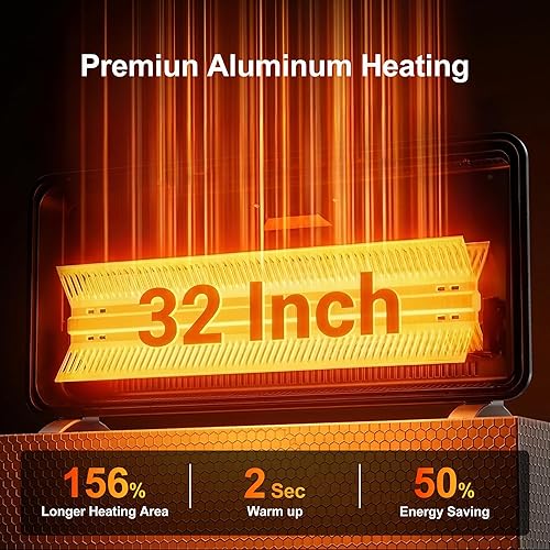 Miniatura 2 de Uthfy Calentador de panel de convección, calentadores eléctricos de 1500 W para habitación grande, LED, montado en la pared o en el suelo, control