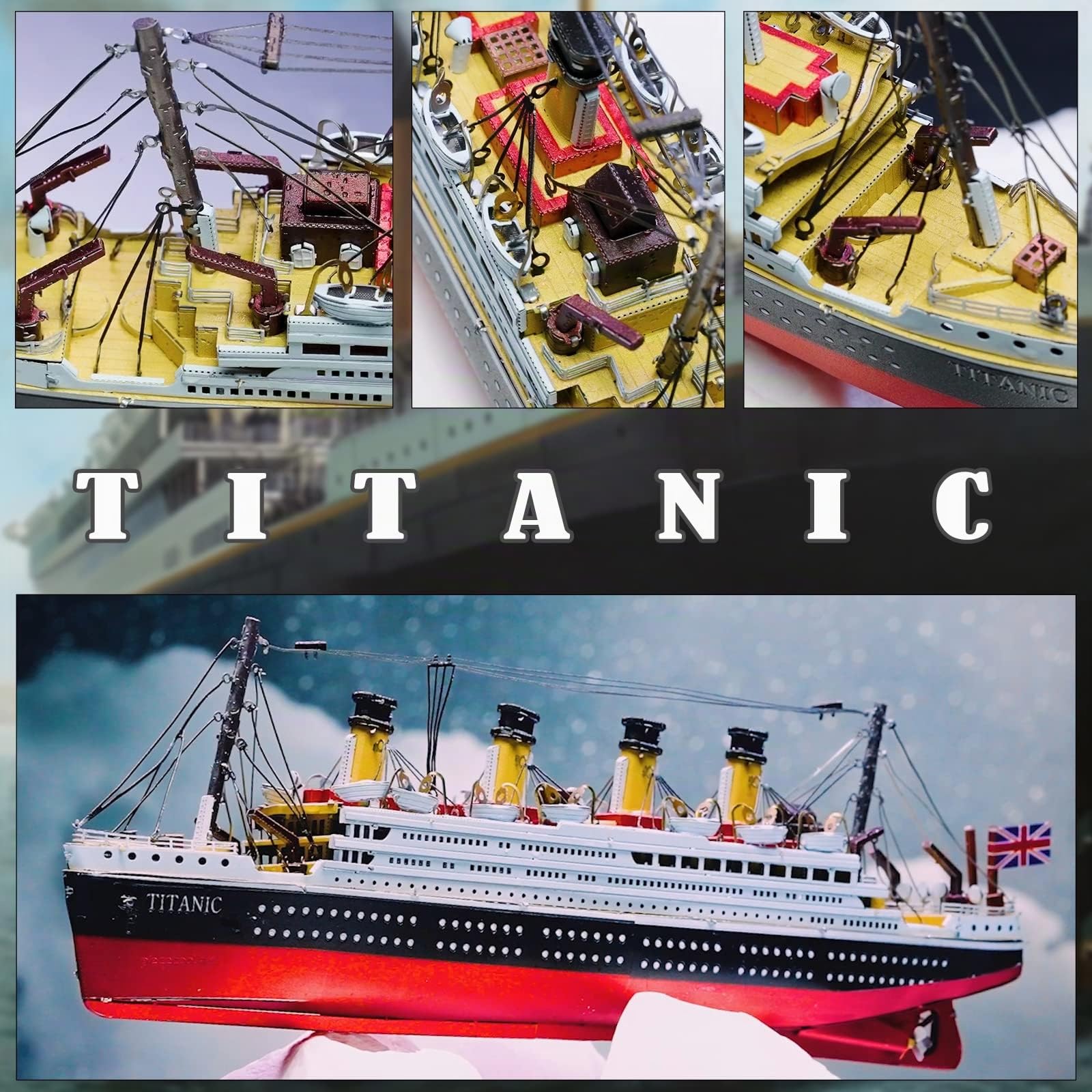 Piececool Puzzle 3D Metal Titanic - Maquette Bateau à Construire en Acier Inoxydable 430, Restauration 100% - Cadeau d'Anniversaire pour Adulte - 226 Pièces