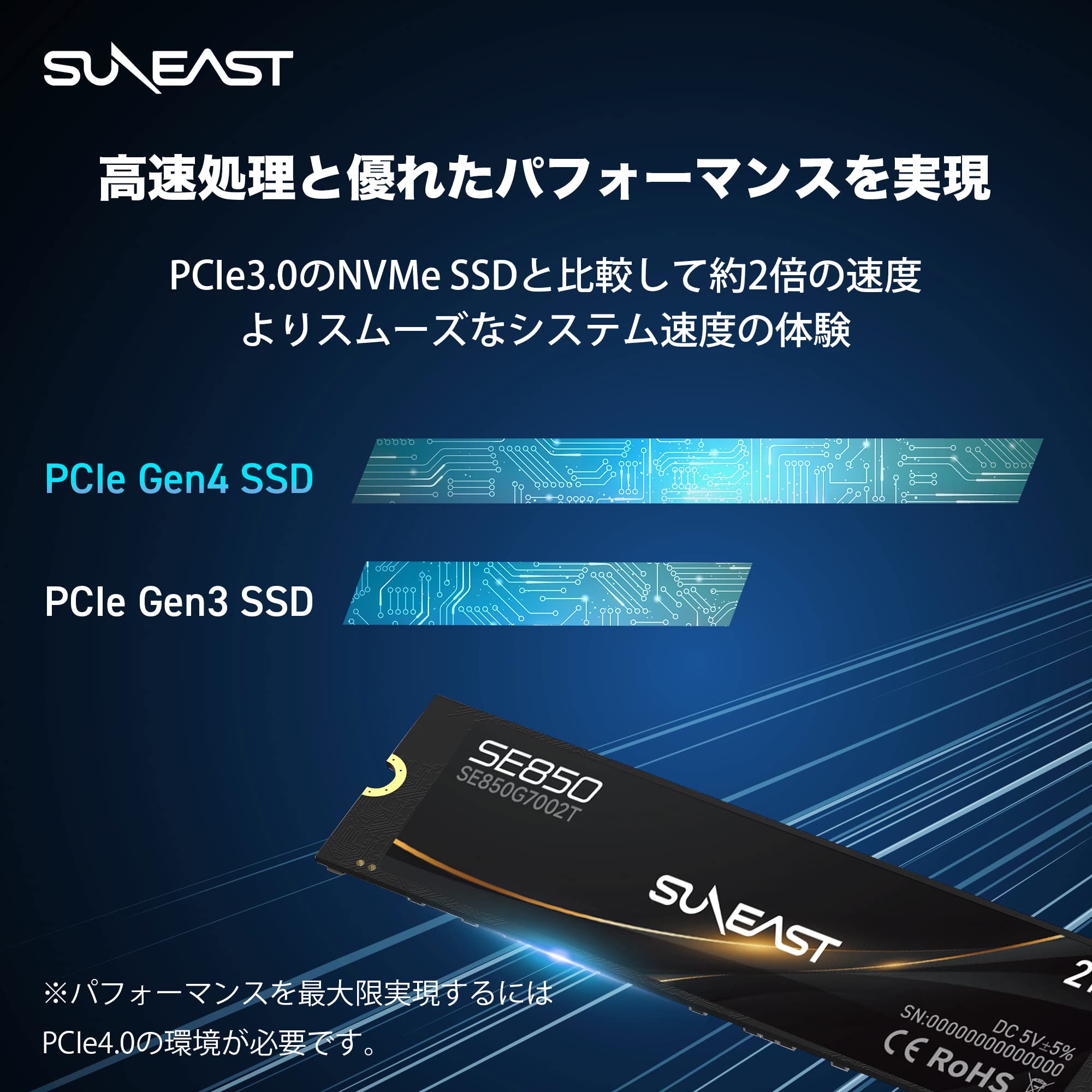 Amazon | SUNEAST 2TB NVMe SSD PCIe Gen4×4 最大読込: 7,450MB/s 最大 