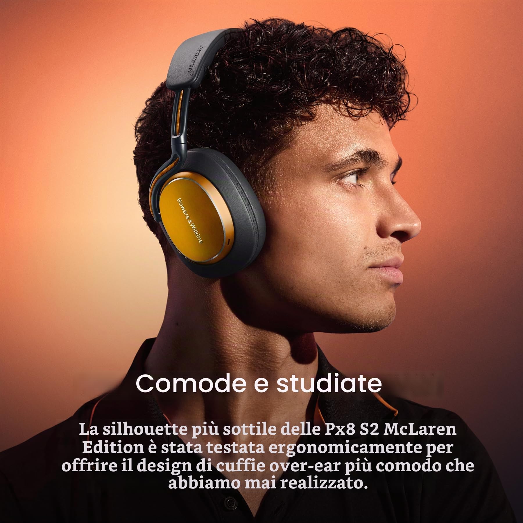 Bowers & Wilkins Px8 S2 McLaren Edition, Cuffie Wireless con Cancellazione del Rumore, Bluetooth Audio e Ricarica Rapida, 30 Ore di Riproduzione ad Alta Risoluzione con Microfono Integrato