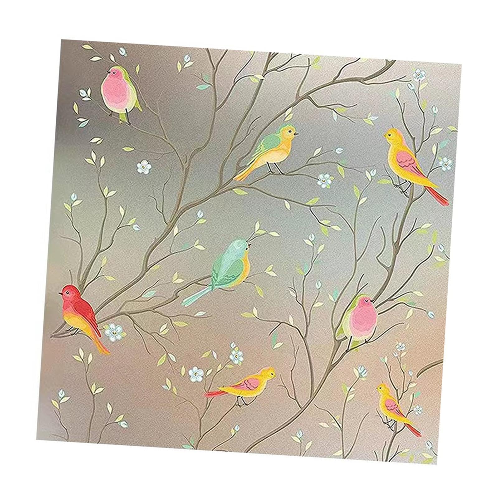 YIXANNX Artistic Bird Privacy Window Film Stunning Decor Clings Brighten Up With Elegant Bird And Branch Patterns Office Removable Reusable Lightweight