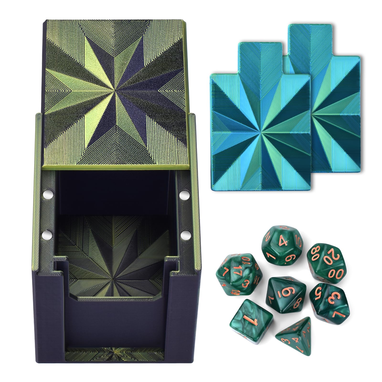 ATOMUS 3D Printed Commander Deck Box, Holds 100+ Double-Sleeved Cards, Magnetic Closure Trading Card Case Compatible with MTG PLA Card Holder for Collectors (green)